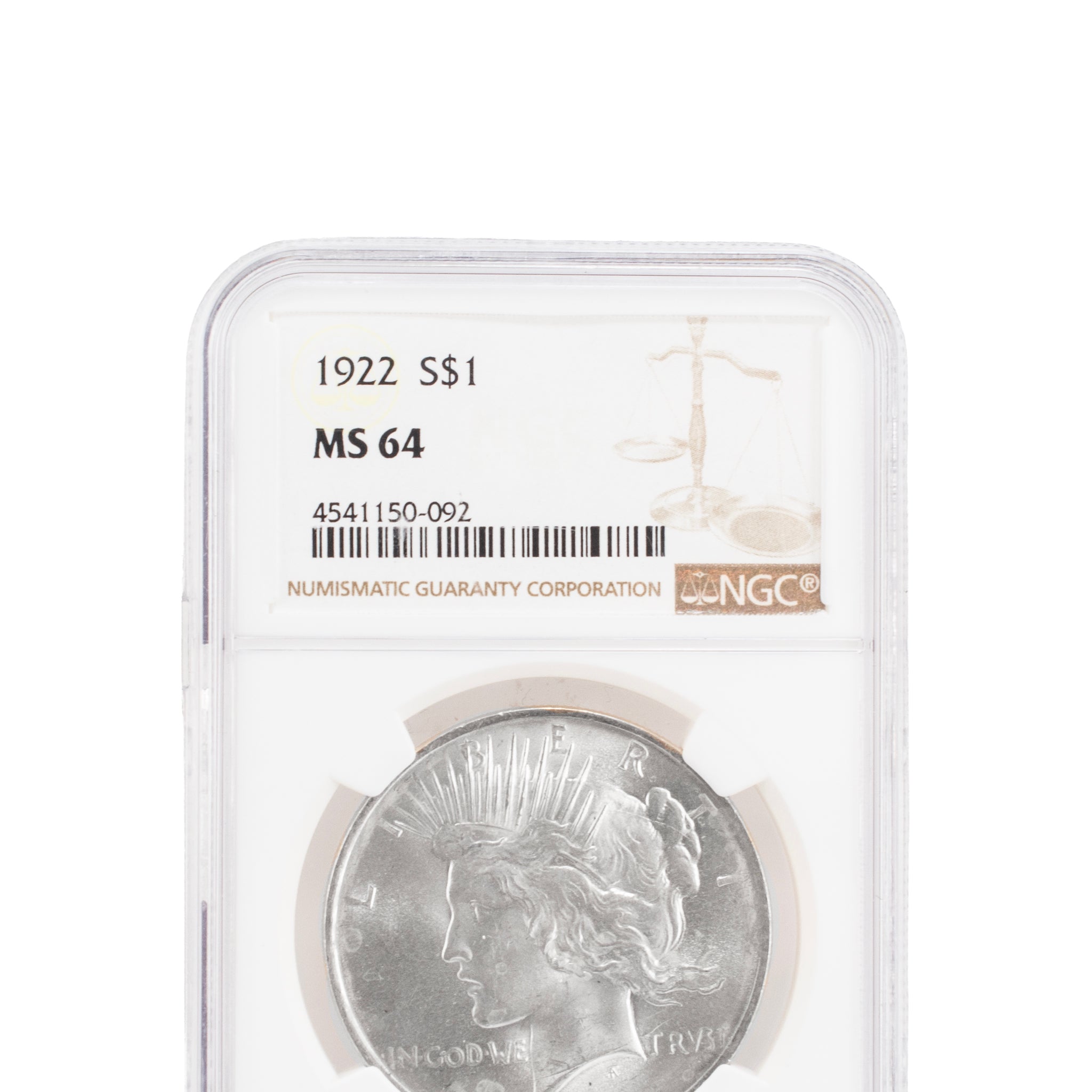1922 Ngc MS64 Silver $1 Peace Liberty Coin