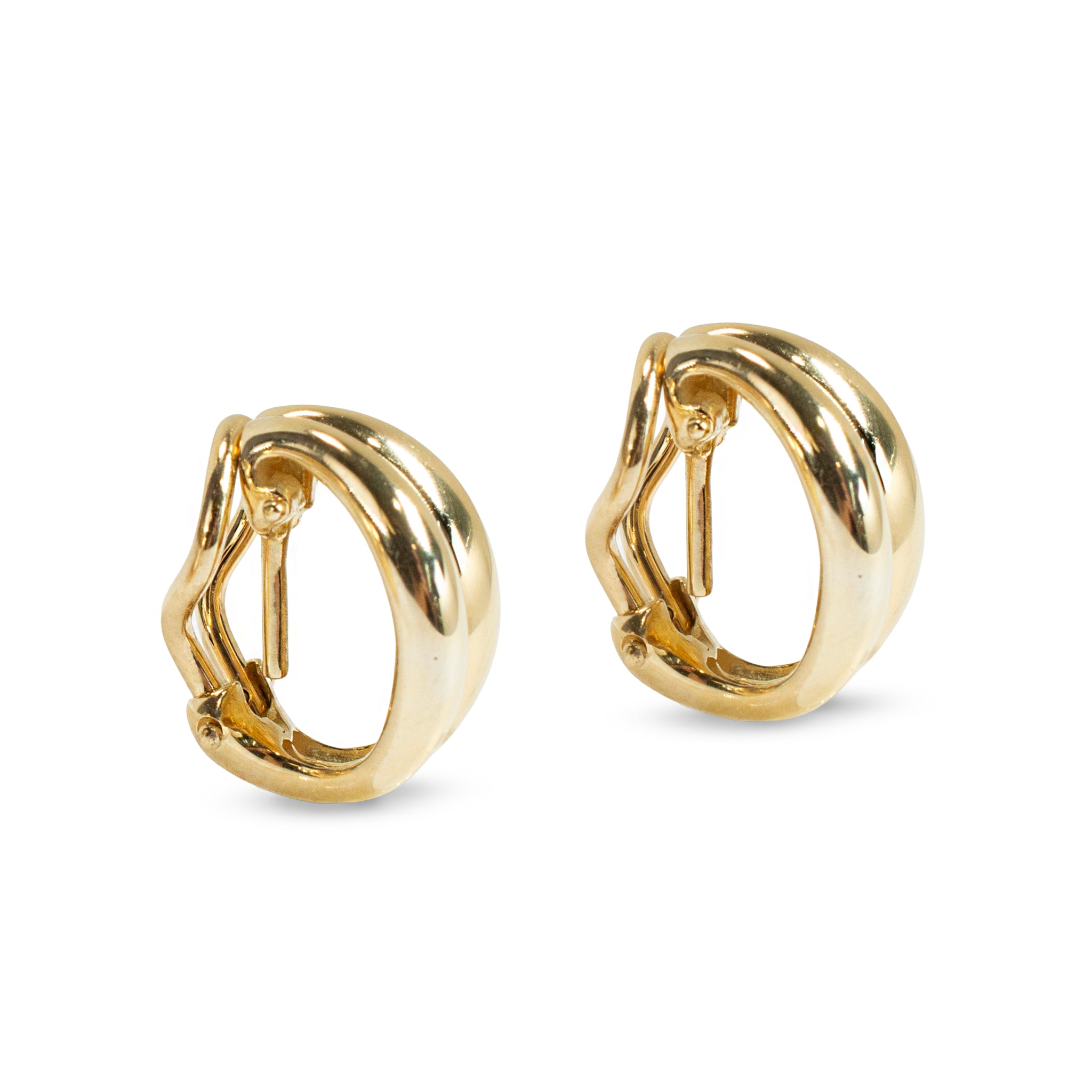 Ladies Tiffany & Co. 18K Yellow Gold Small Omega Shrimp Huggies Clip o