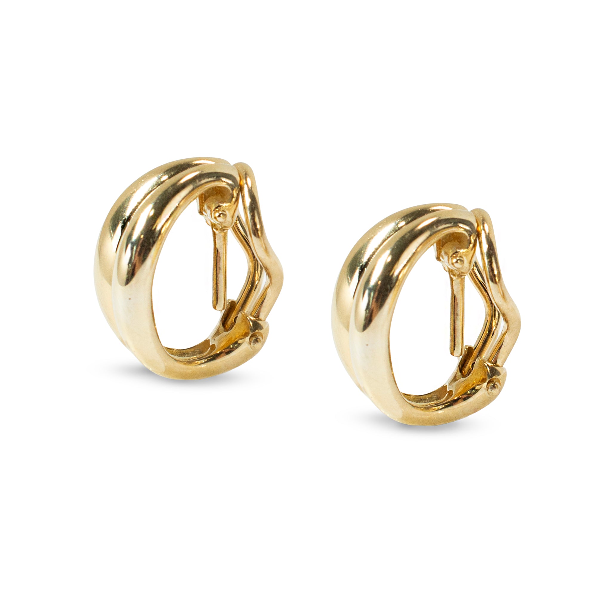 Ladies Tiffany & Co. 18K Yellow Gold Small Omega Shrimp Huggies Clip o