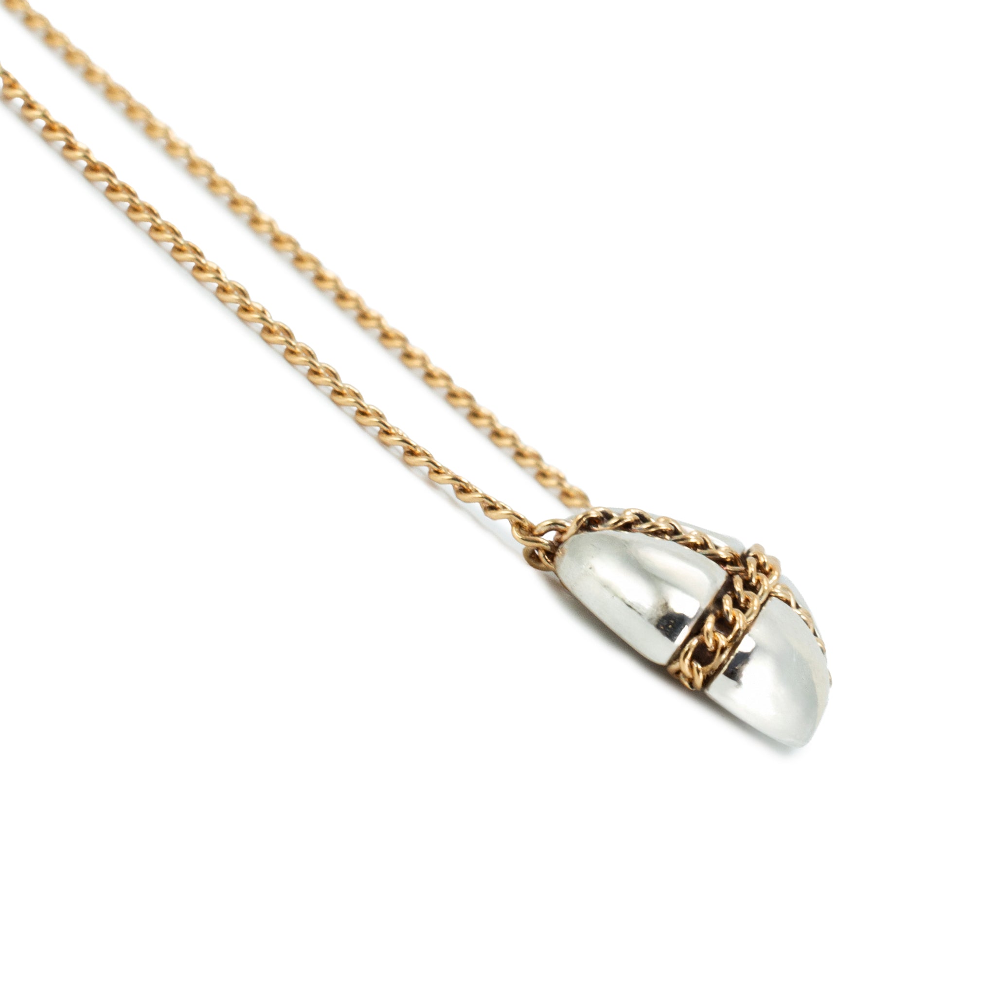 Tiffany & Co. Cross My Heart 18K Yellow Gold Silver Two-Tone Pendant Necklace