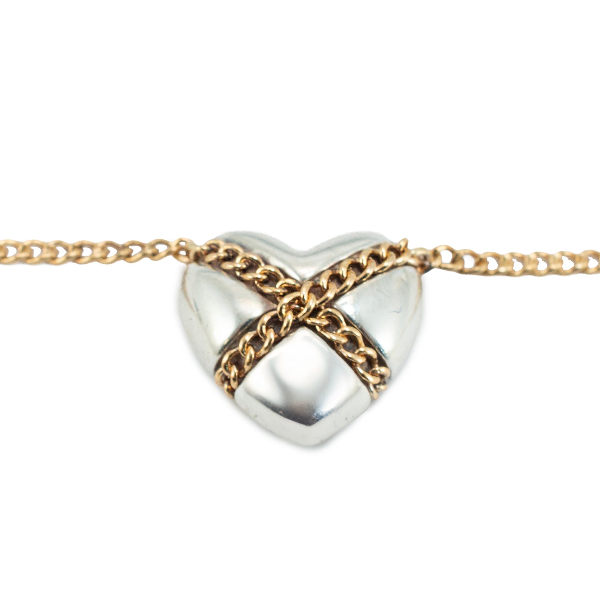 Tiffany & Co. Cross My Heart 18K Yellow Gold Silver Two-Tone Pendant N