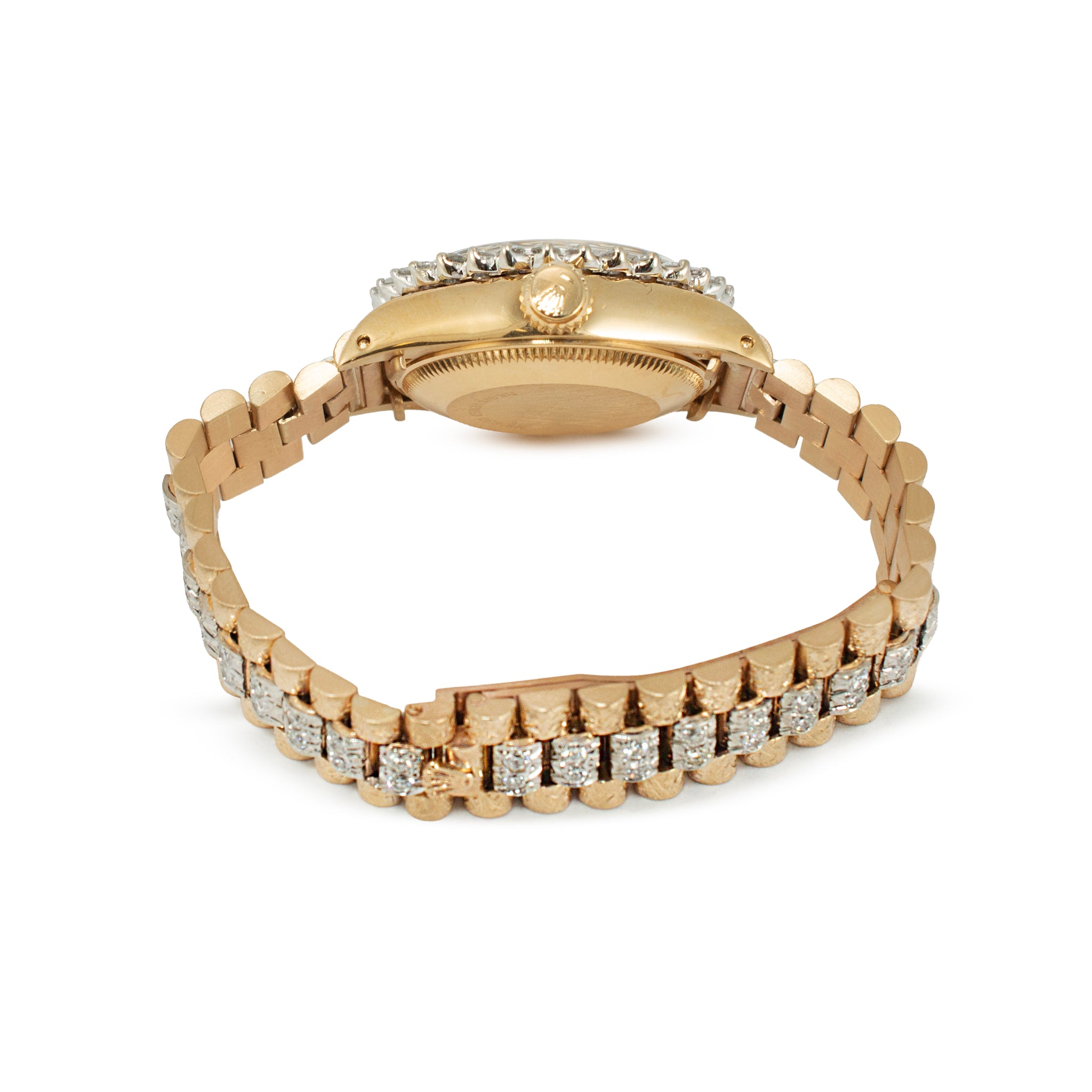 Ladies Rolex Datejust 26MM 6917 Diamond Bezel Dial Bracelet Bark 18K Gold Watch