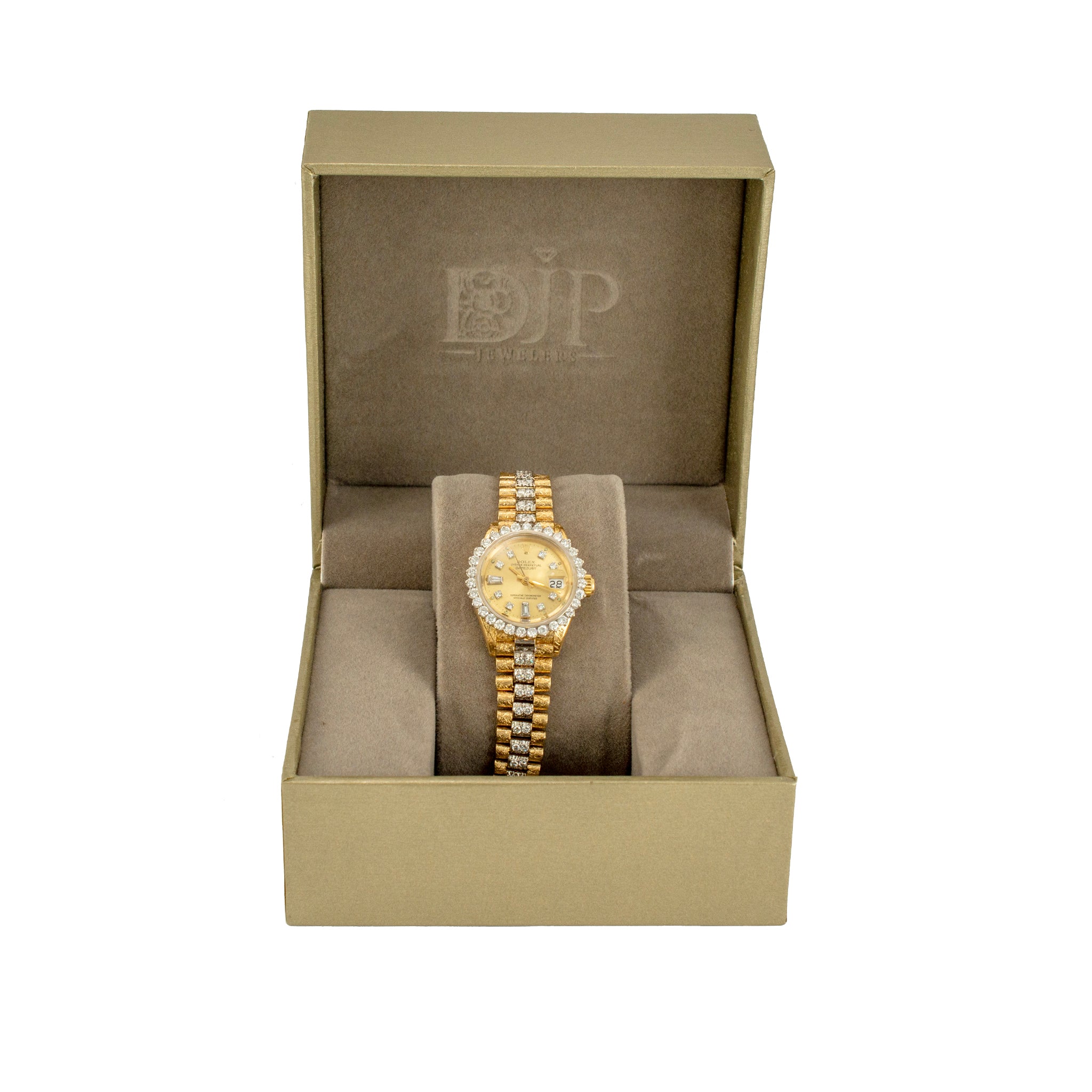 Ladies Rolex Datejust 26MM 6917 Diamond Bezel Dial Bracelet Bark 18K Gold Watch