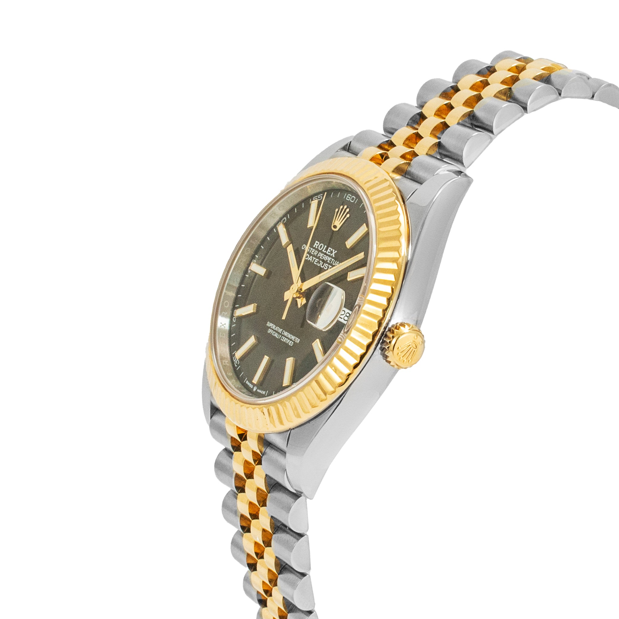 2024 Rolex Datejust 41MM 126333 Black Stick Dial Fluted Jubilee Gold Steel Watch
