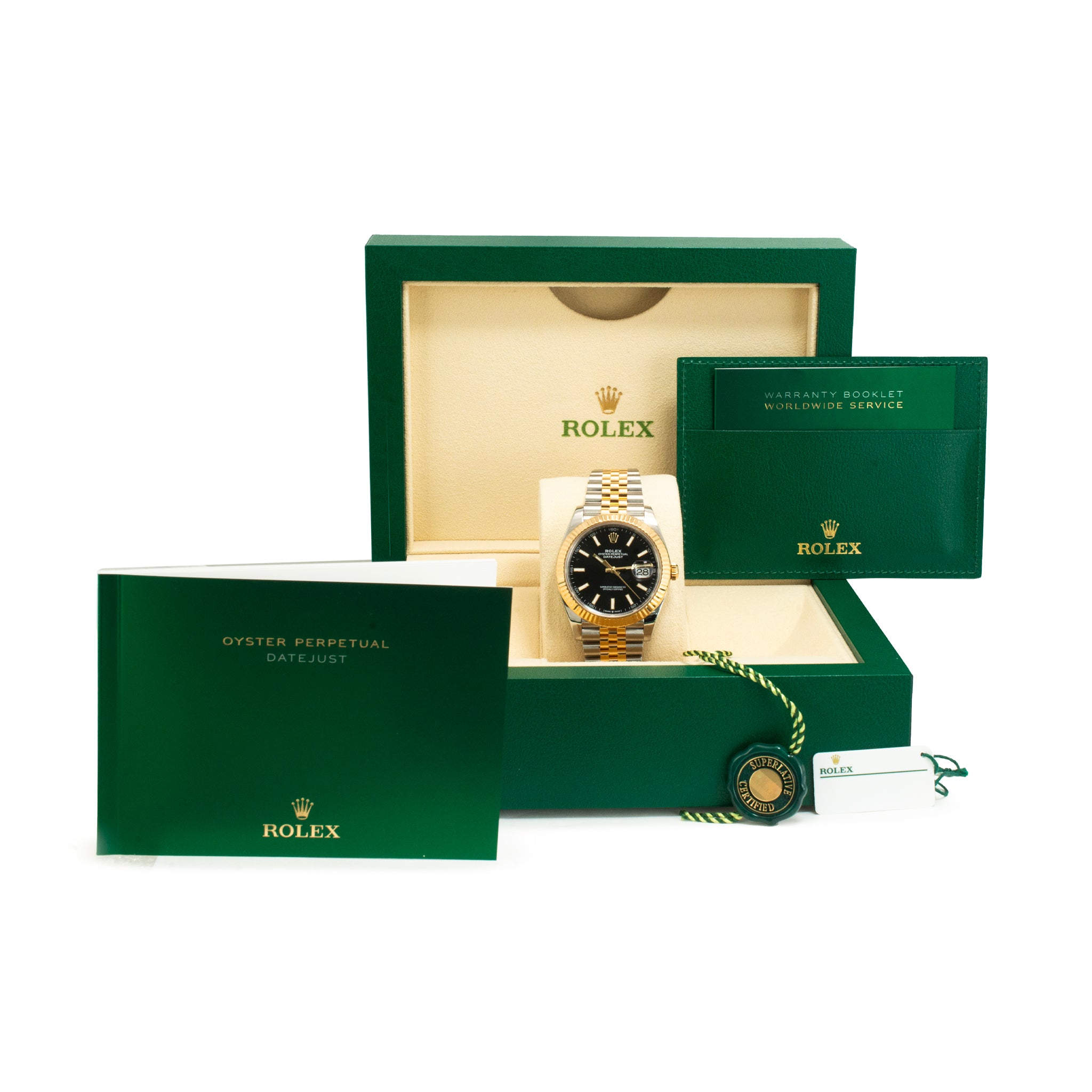 2024 Rolex Datejust 41MM 126333 Black Stick Dial Fluted Jubilee Gold Steel Watch