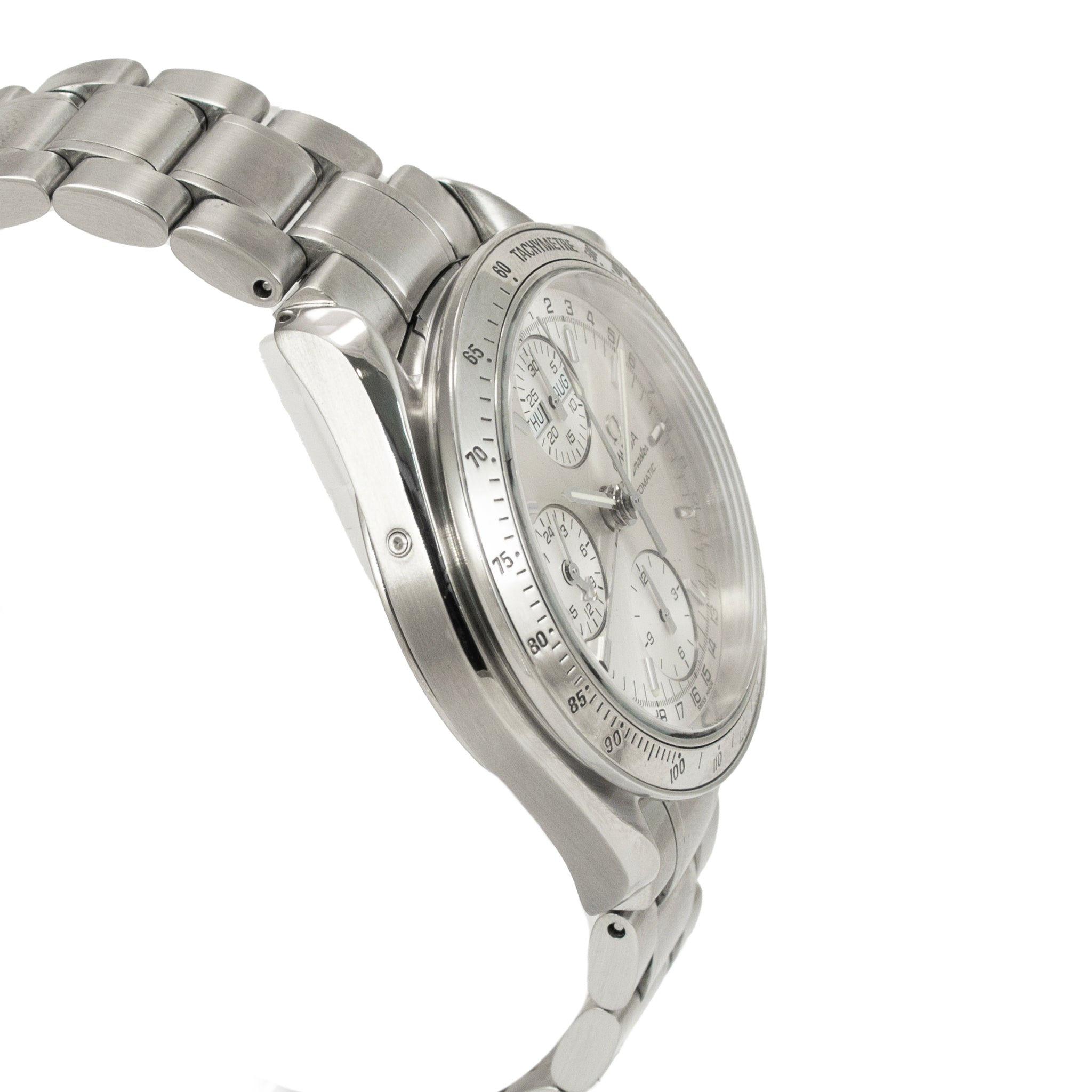 Omega Speedmaster Day Date 39MM 3523.30.00 Silver Calendar Chrono Steel Watch