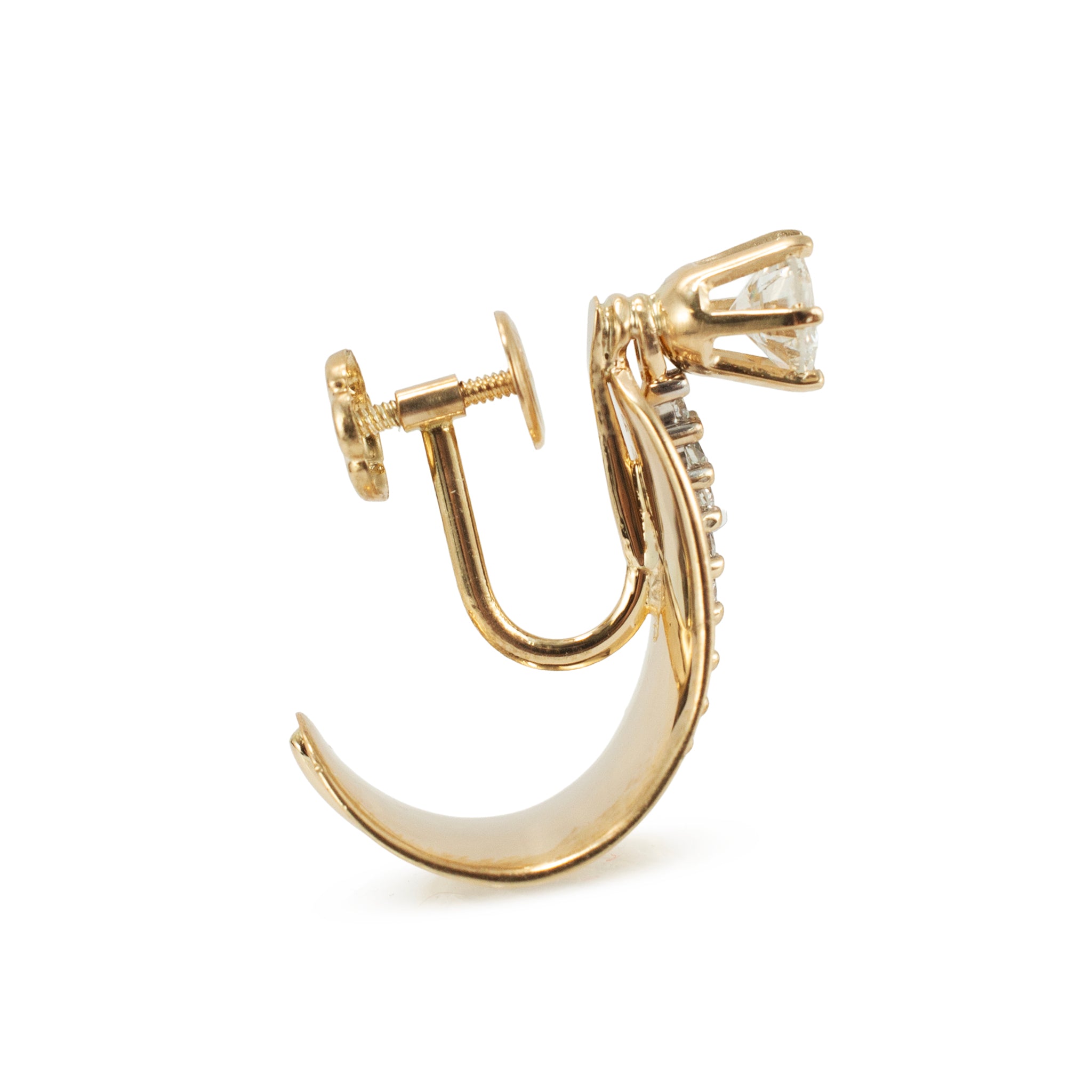 Vintage 14K Yellow Gold 1.43ct Diamond Stud Heggie Clip Dangle J Hoops Earrings