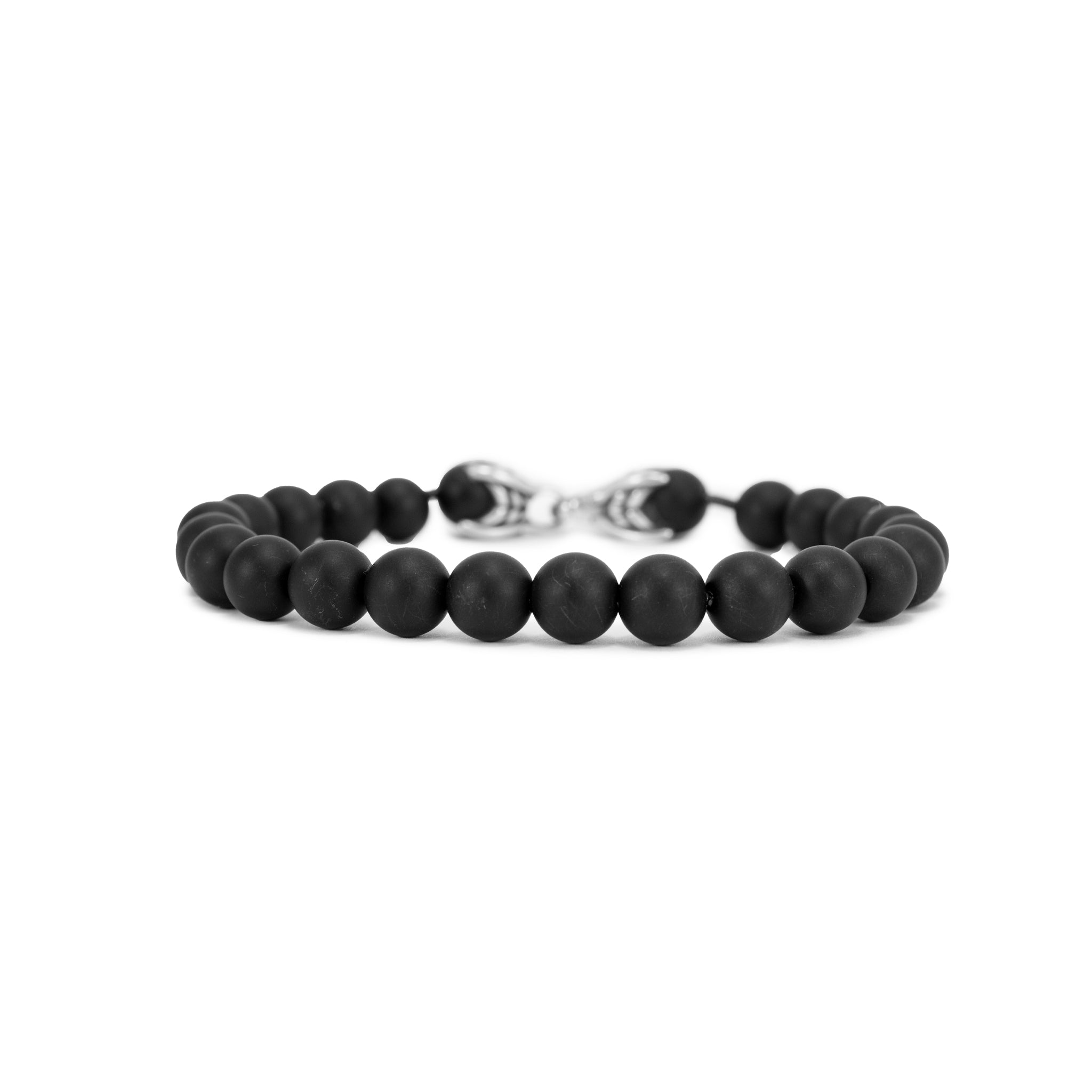 Men’s David Yurman Sterling Silver 8MM Black Onyx Spiritual Beads Link Bracelet