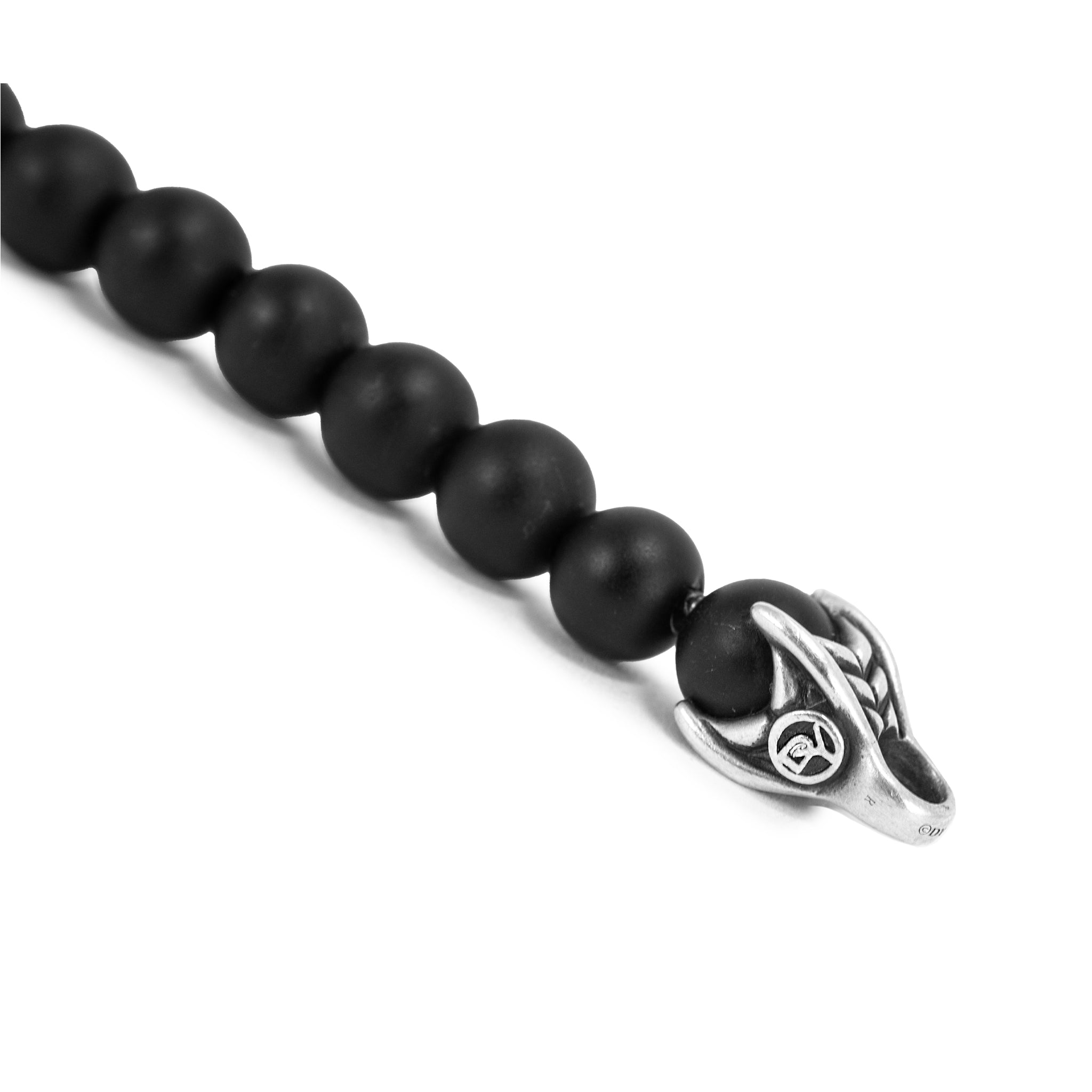 Men’s David Yurman Sterling Silver 8MM Black Onyx Spiritual Beads Link Bracelet