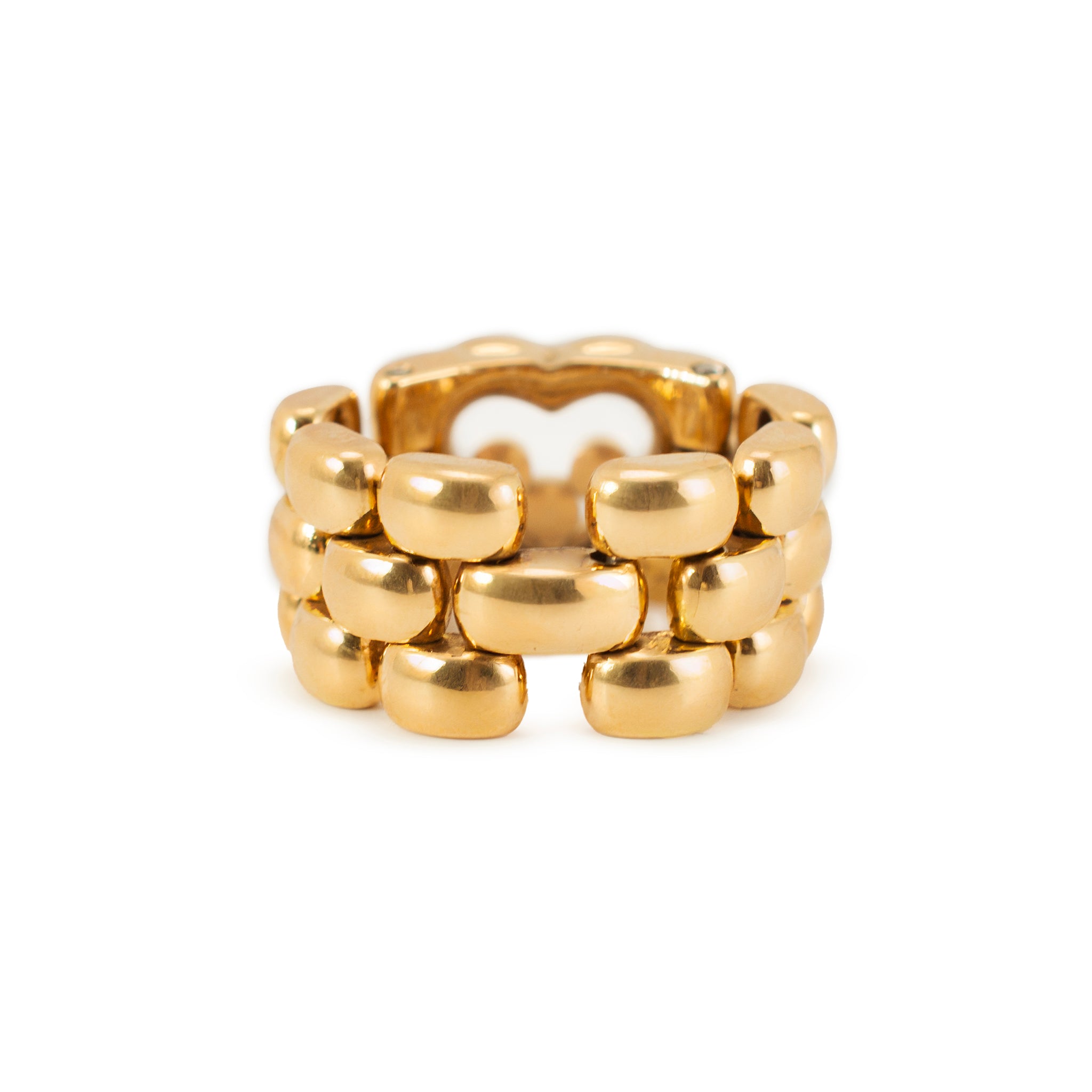 Chopard Happy Diamonds Icons Heart 18K Yellow Gold Flexible 3 Row Link Band Ring