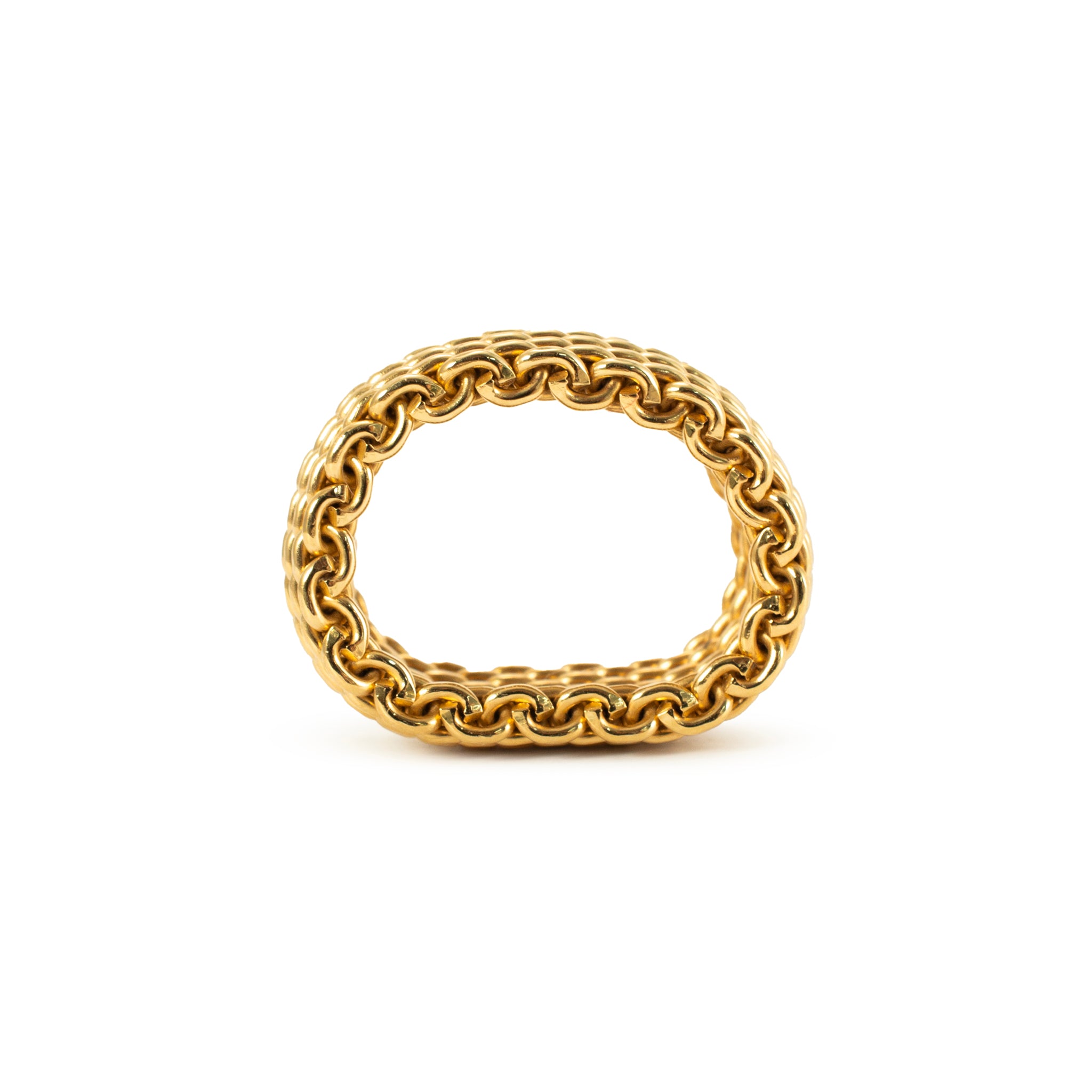 Ladies Tiffany & Co. 18K Yellow Gold Wide Somerset Mesh Band Ring