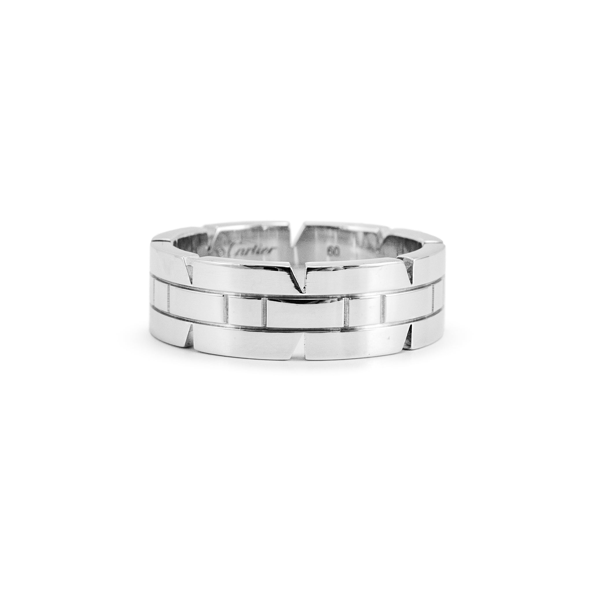 Men's Cartier Tank Francaise 18K White Gold Wedding Band Ring