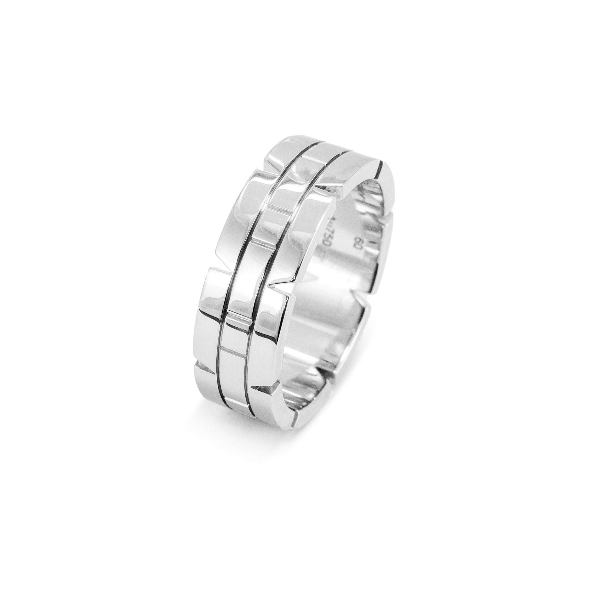 Men’s Cartier Tank Francaise 18K White Gold Wedding Band Ring