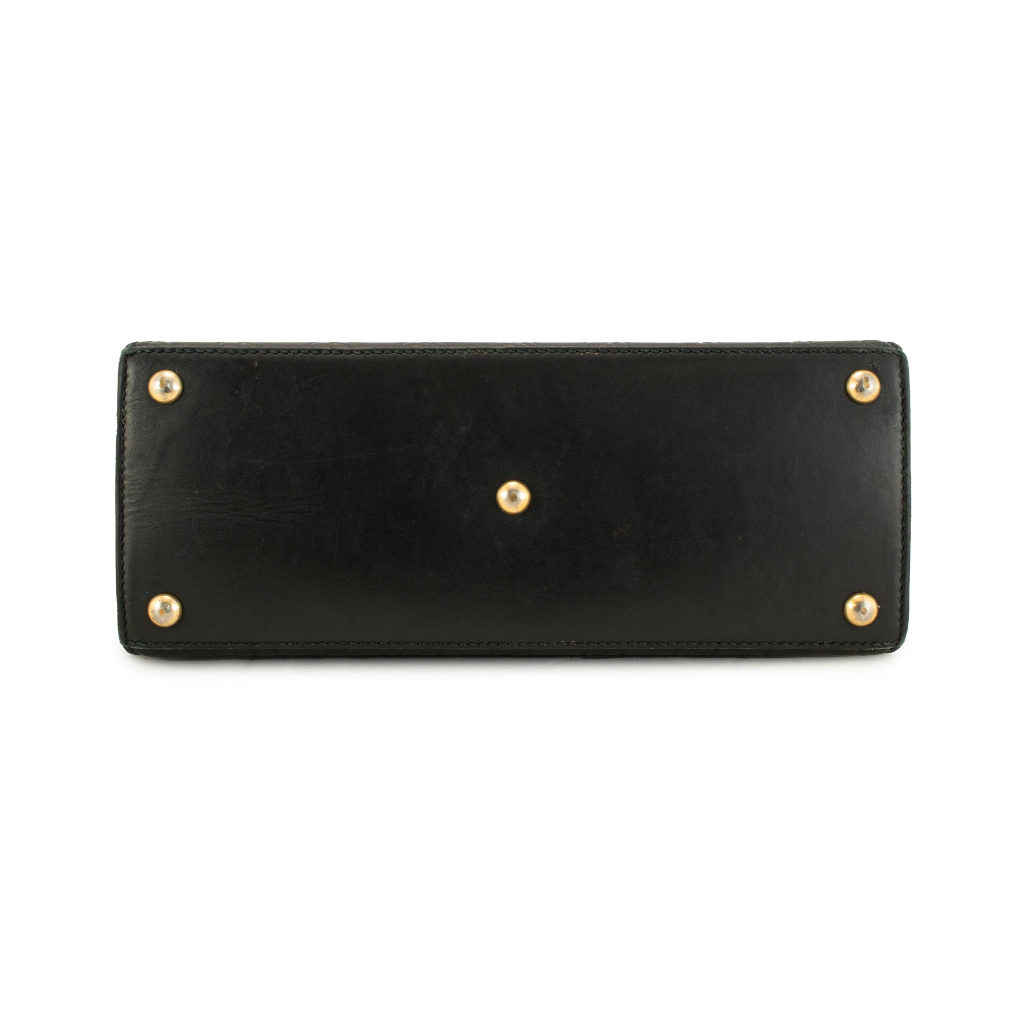 Gucci Gg Signature Black Gold-Hardware Padlock Top Handle Bag