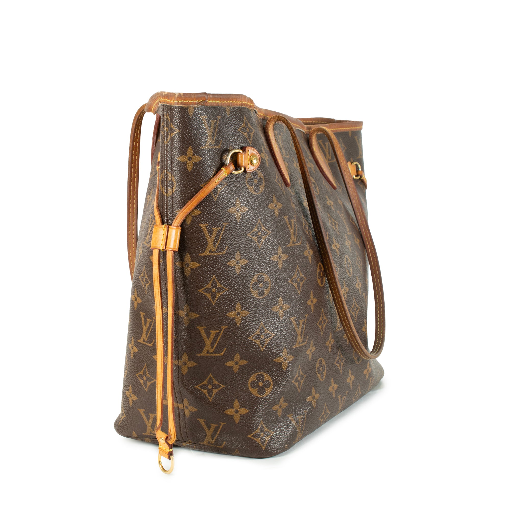 Louis Vuitton Monogram Neverfull MM Leather Brown Tote Bag