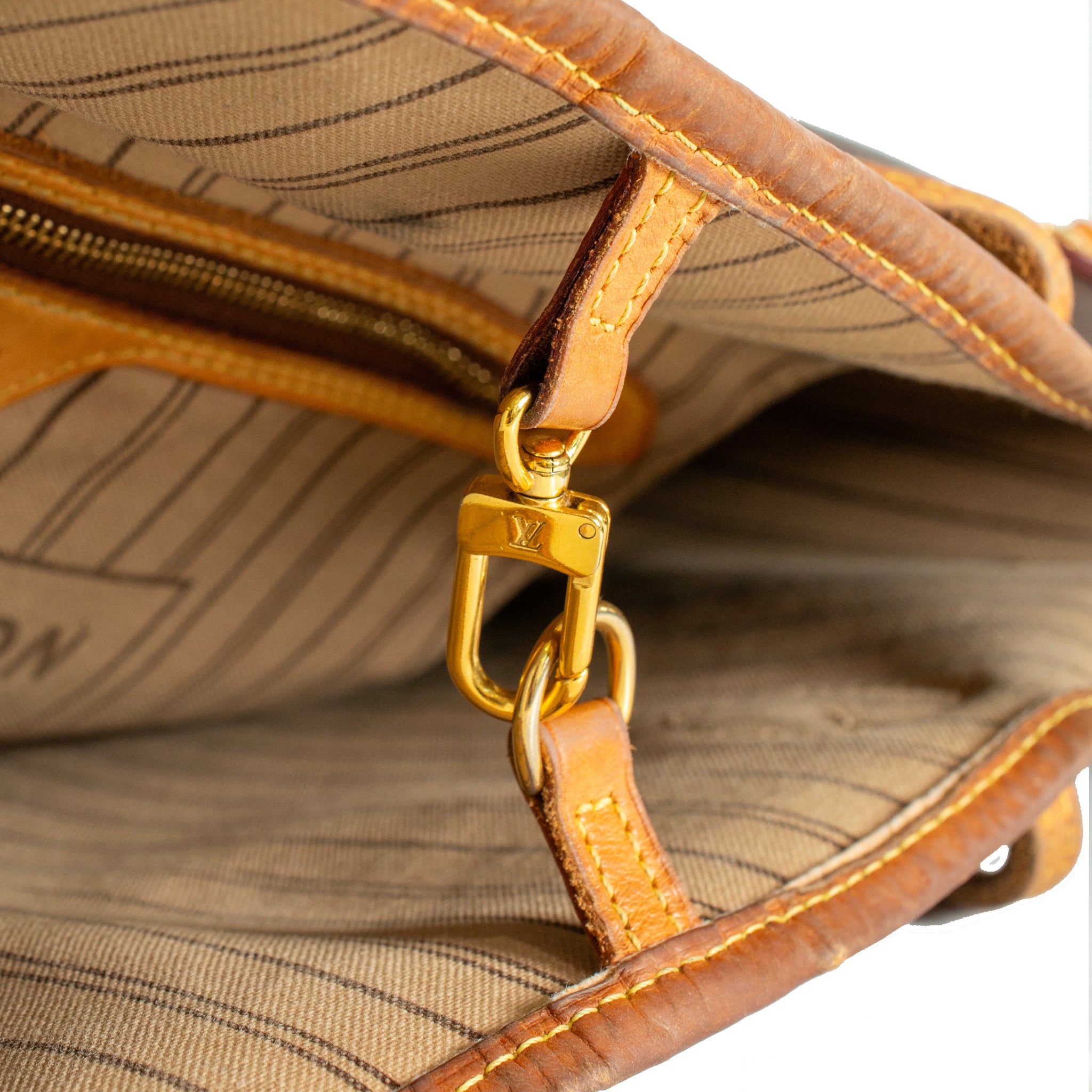 Louis Vuitton Monogram Neverfull MM Leather Brown Tote Bag