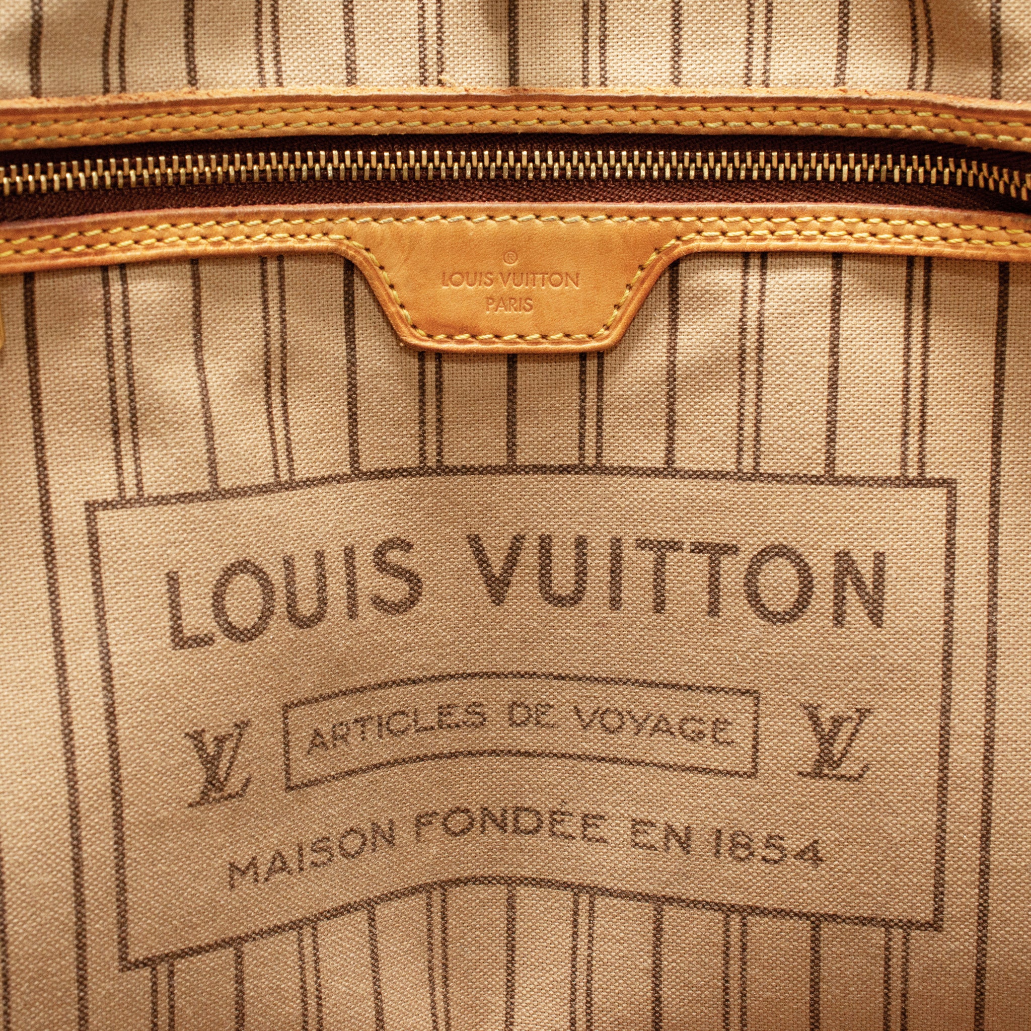 Louis Vuitton Monogram Neverfull MM Leather Brown Tote Bag