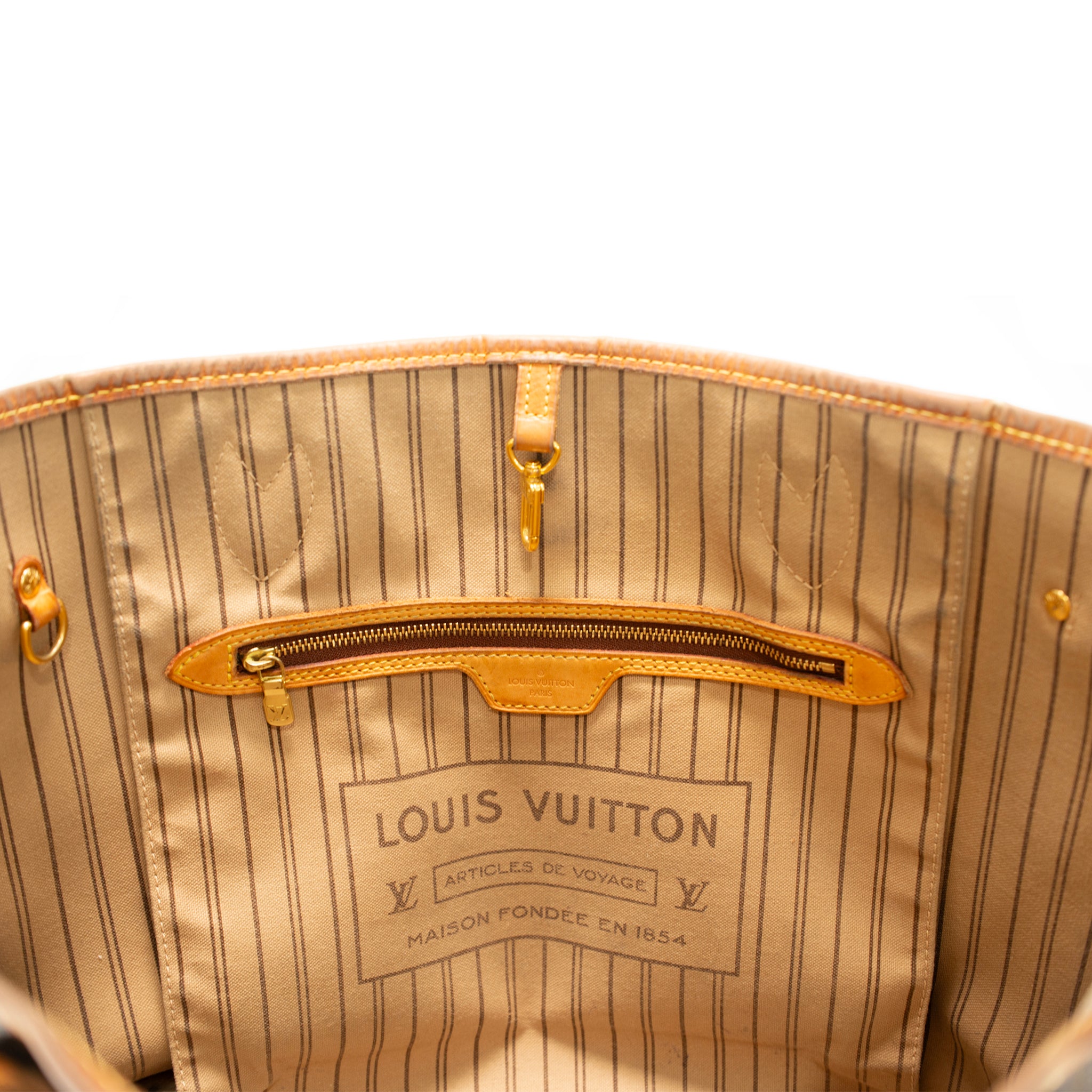 Louis Vuitton Monogram Neverfull MM Leather Brown Tote Bag