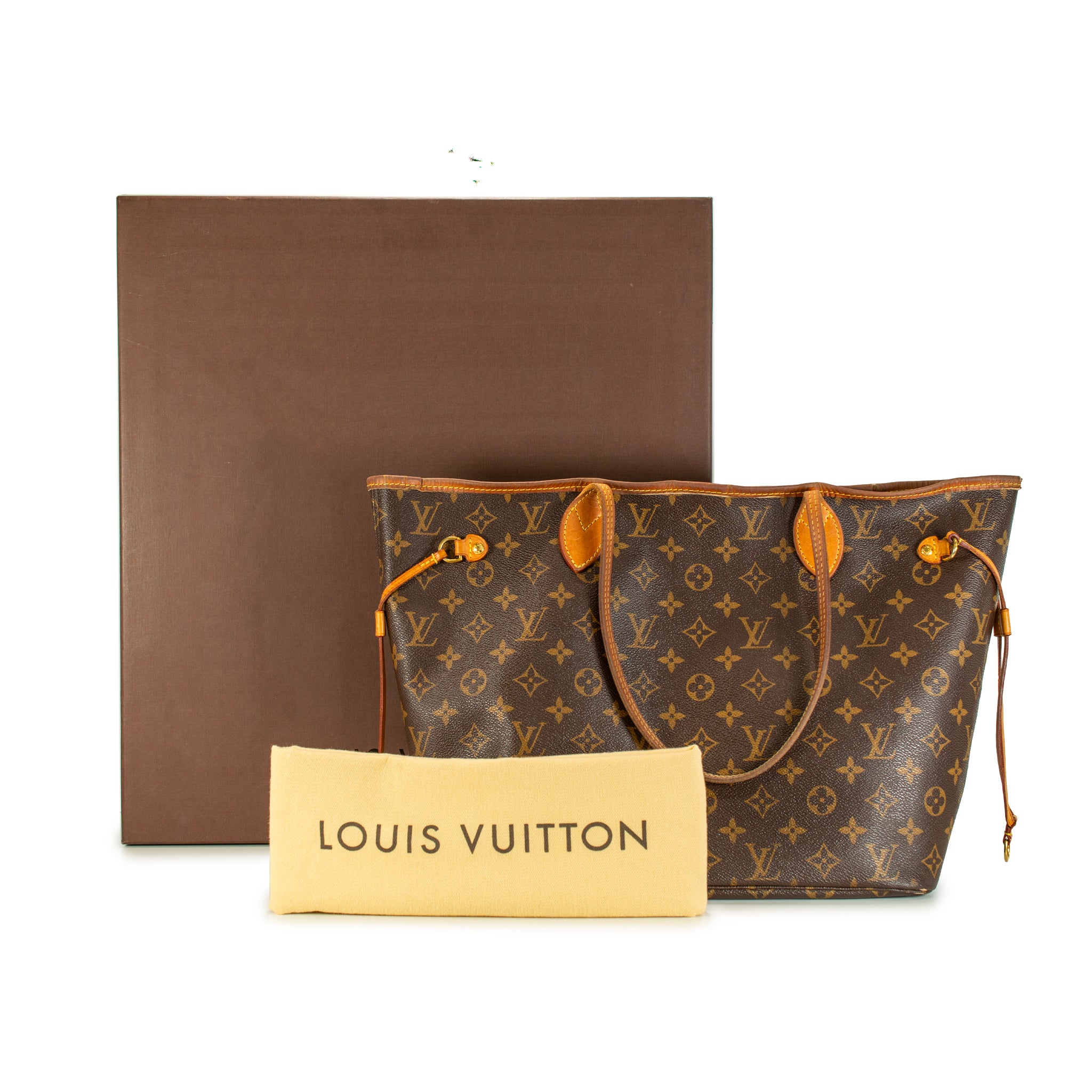 Louis Vuitton Monogram Neverfull MM Leather Brown Tote Bag