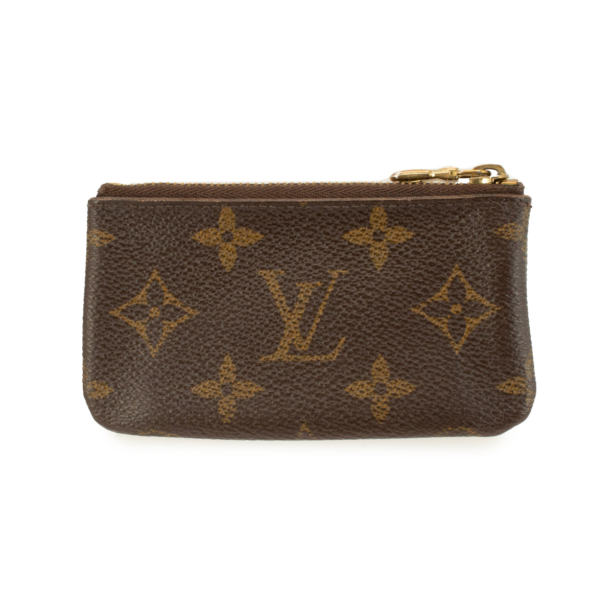 LOUIS VUITTON Key Coin Pouch Monogram Canvas Brown Louis Vuitton Brown Monogram Key Pouch with Crest Patch display picture 1