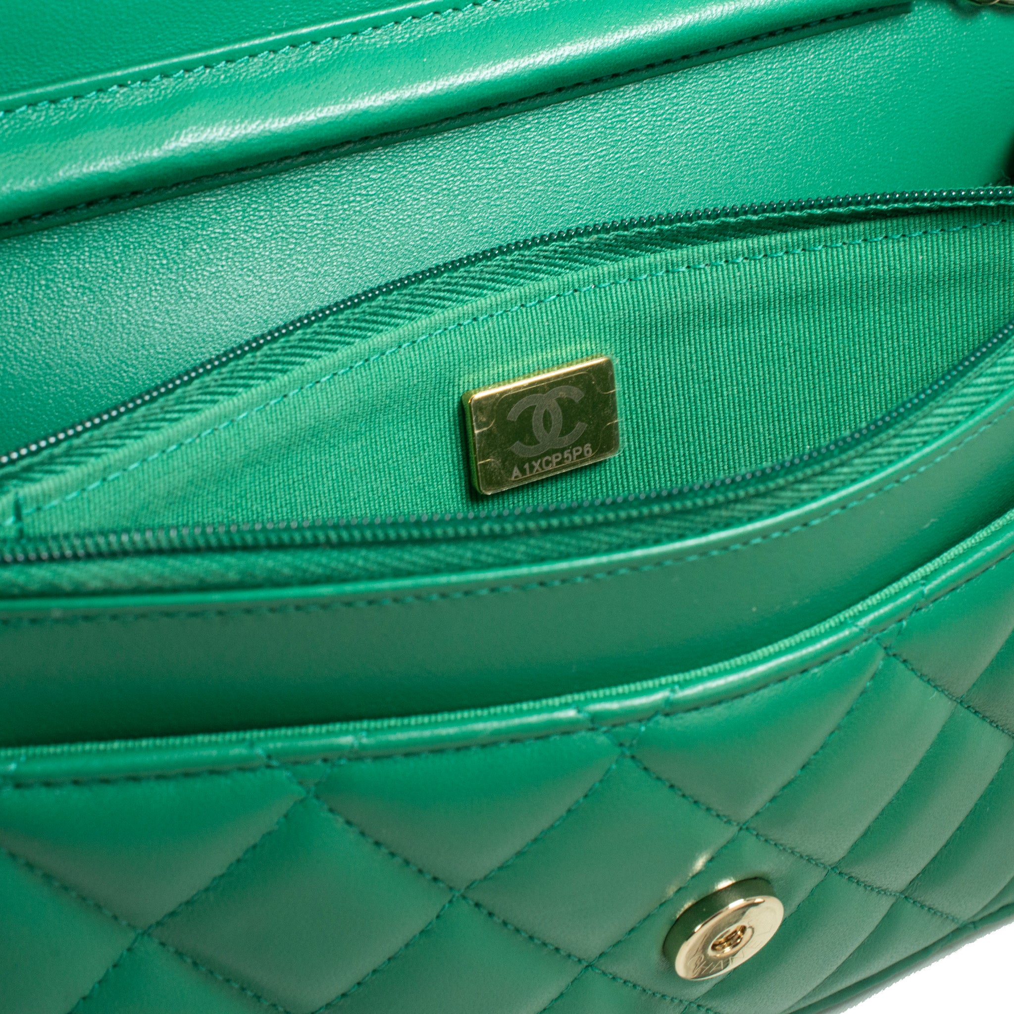Chanel Classic Quilted Green Lambskin Wallet on Chain With Gold Hardware Bag