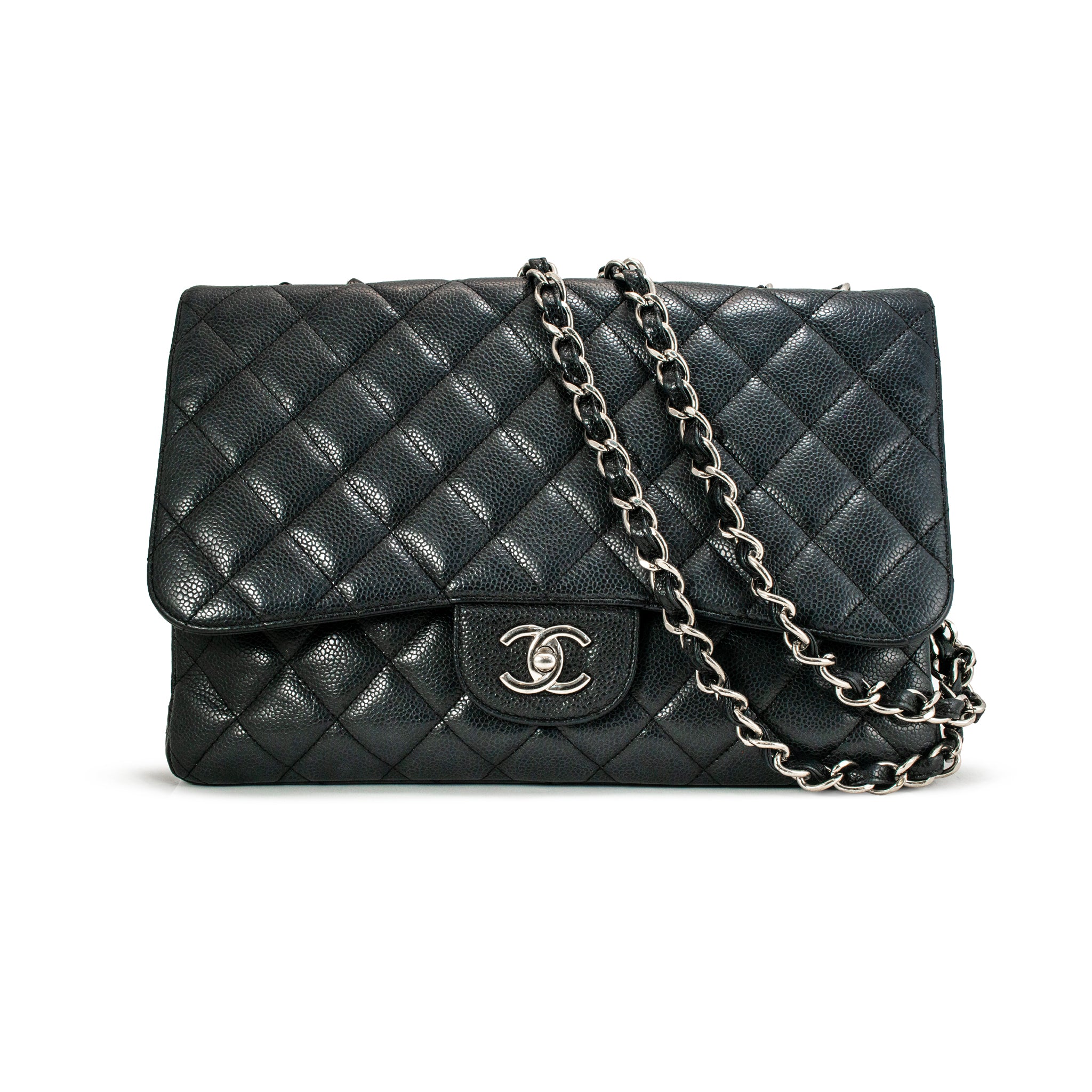 Chanel Jumbo Classic Double Flap 30CM Black Caviar Silver Hw
