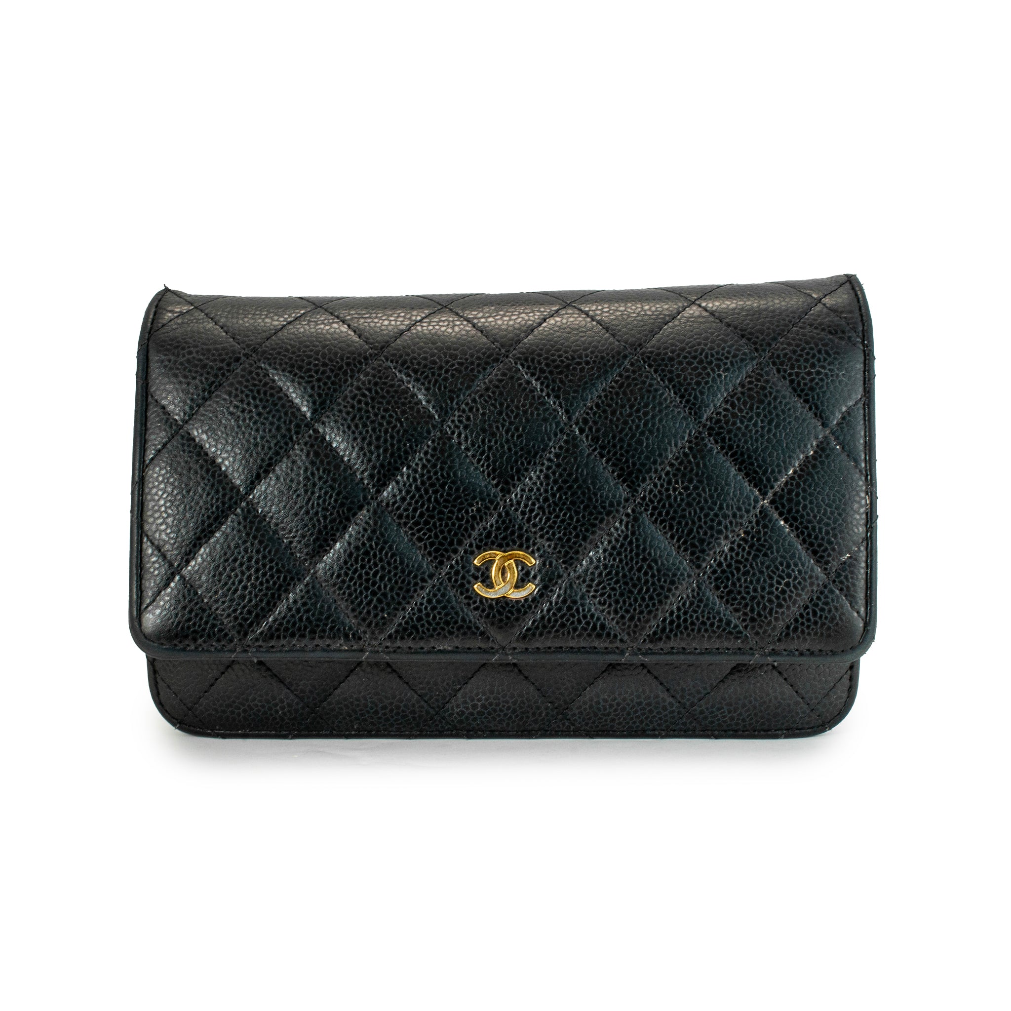Chanel Classic Quilted Black Lambskin Wallet on Chain With Gold Hardware Bag