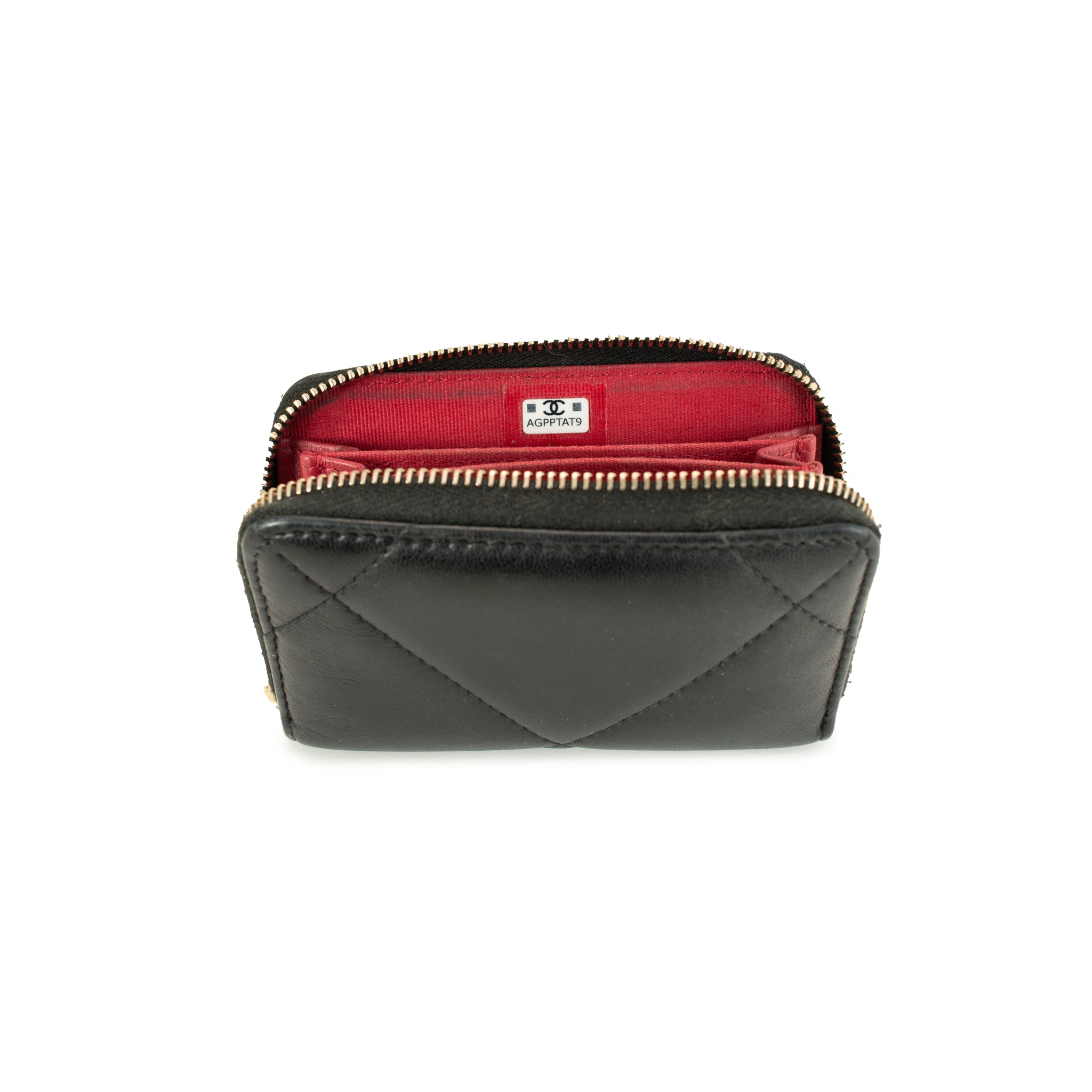 Chanel Lambskin Black Quilted Chanel 19 Zip Around Purse Wallet Bag