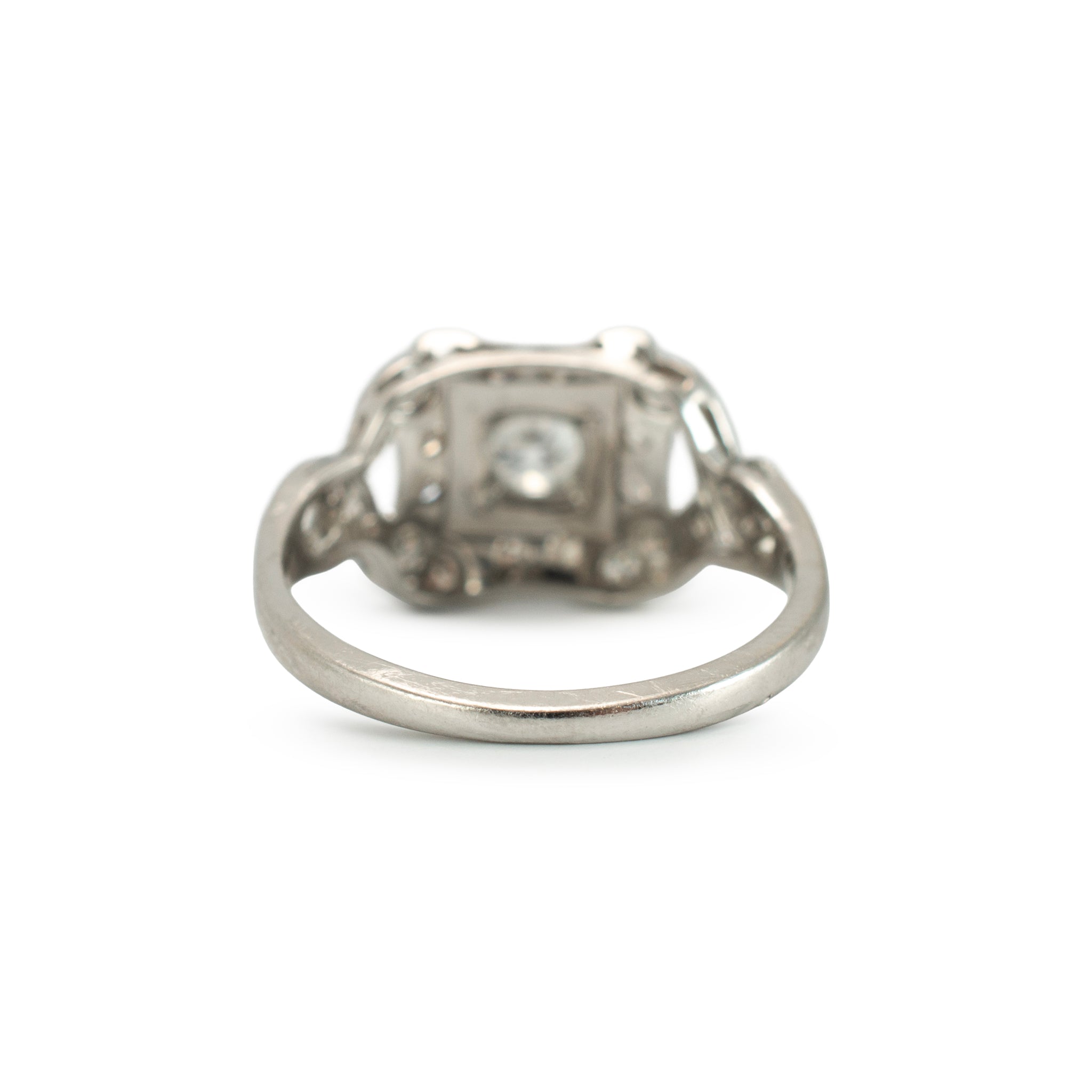 Antique Platinum 0.66ct Old European Cut Diamond Filigreed Engagement Ring