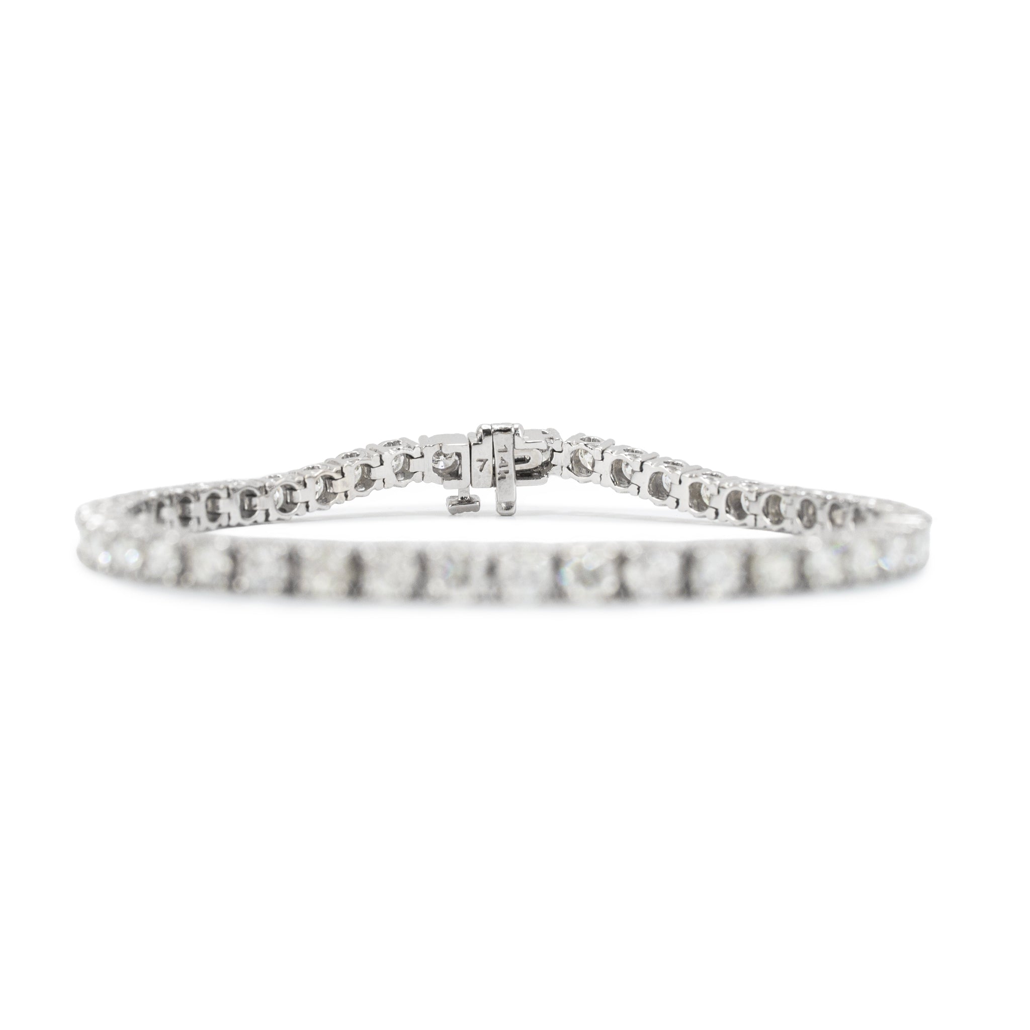 14K White Gold 4-Prong 6.82ct Round Diamond Tennis Bracelet