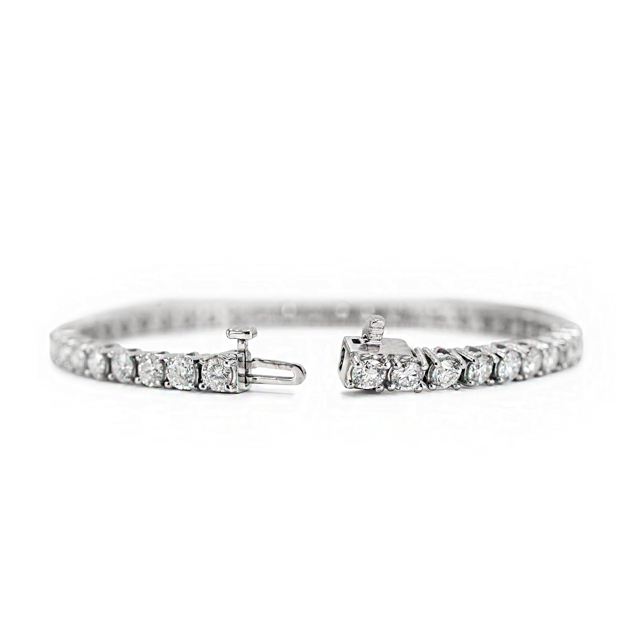 14K White Gold 4-Prong 6.82ct Round Diamond Tennis Bracelet
