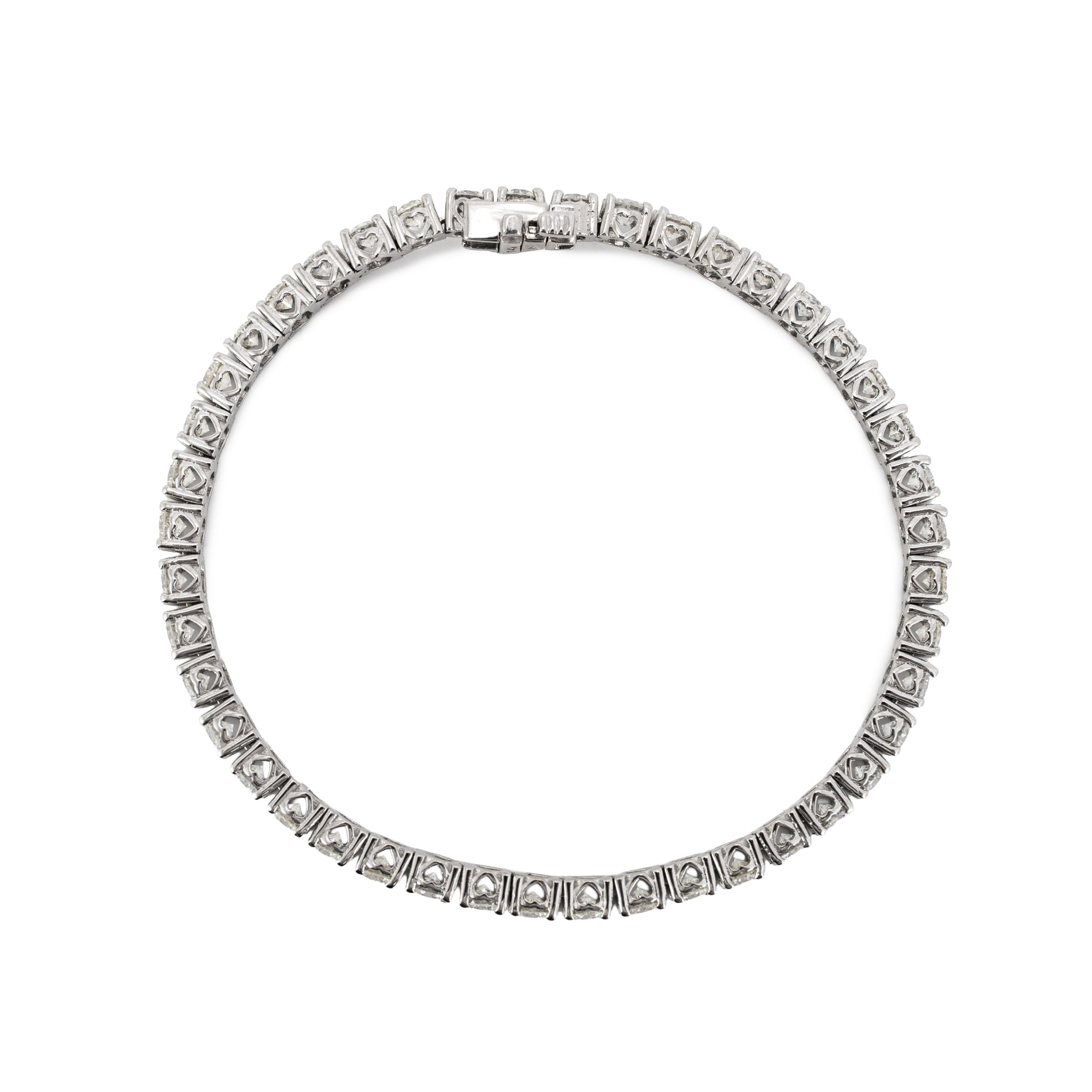 14K White Gold 4-Prong 6.82ct Round Diamond Tennis Bracelet