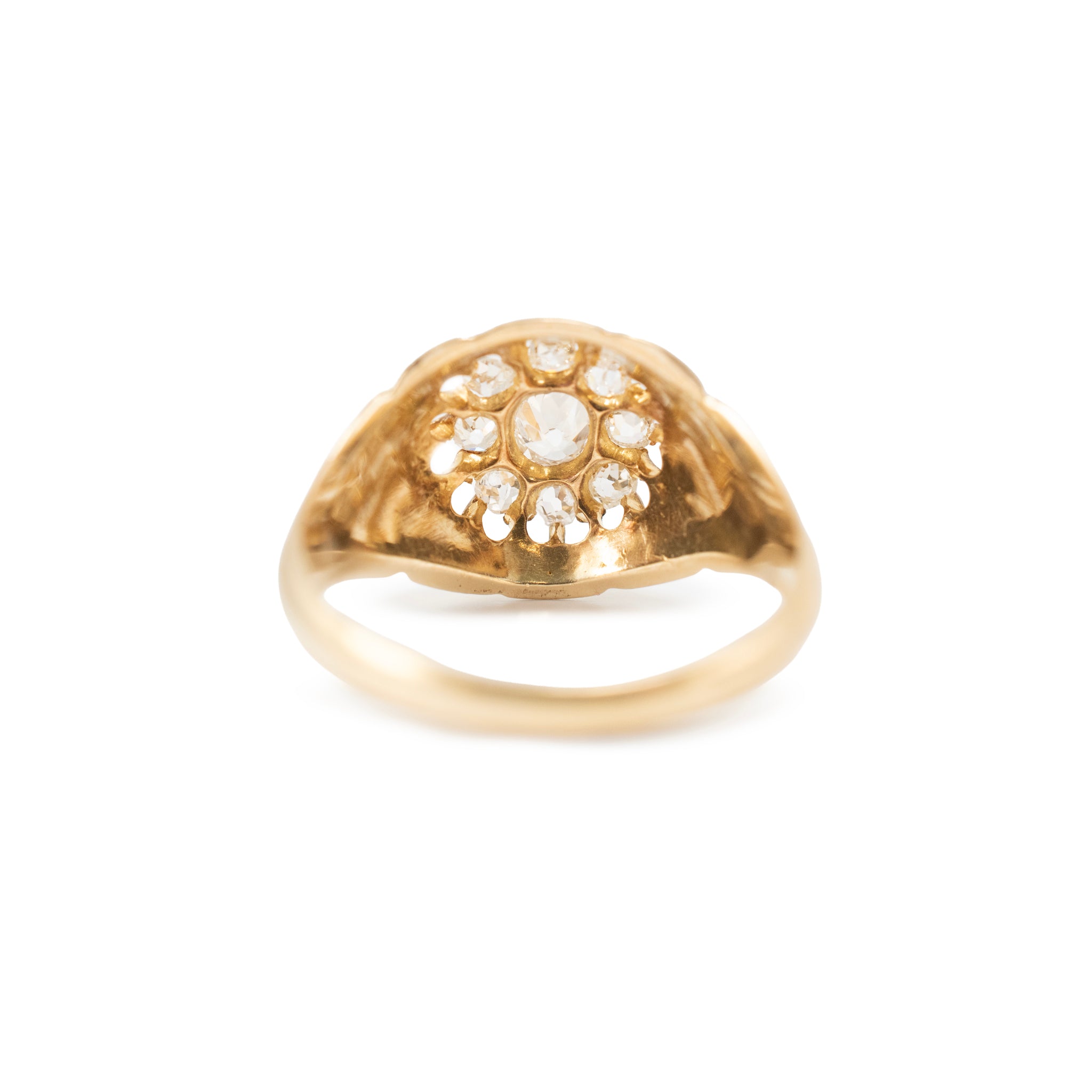 Antique Victorian 18K Yellow Gold 0.56ct Old Cut Diamond Cluster Engagement Ring