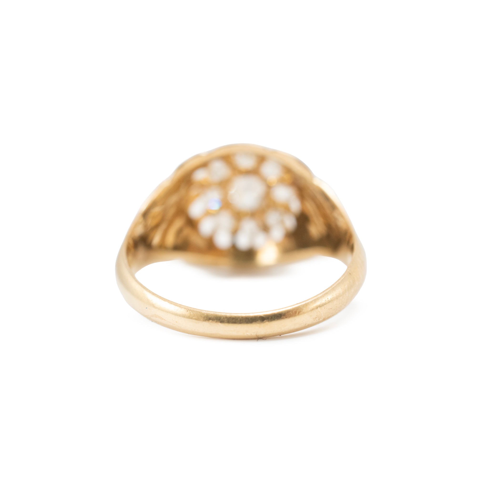 Antique Victorian 18K Yellow Gold 0.56ct Old Cut Diamond Cluster Engagement Ring