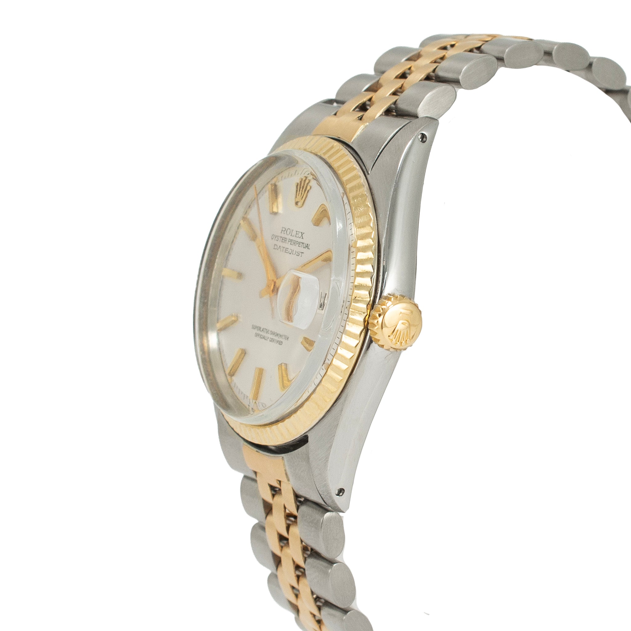 Rolex Datejust 36MM 1601 Silver Dial Fluted Jubilee Yellow Gold Steel Watch