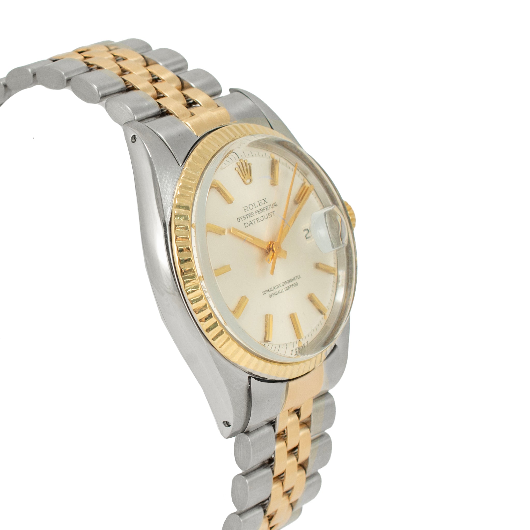 Rolex Datejust 36MM 1601 Silver Dial Fluted Jubilee Yellow Gold Steel Watch