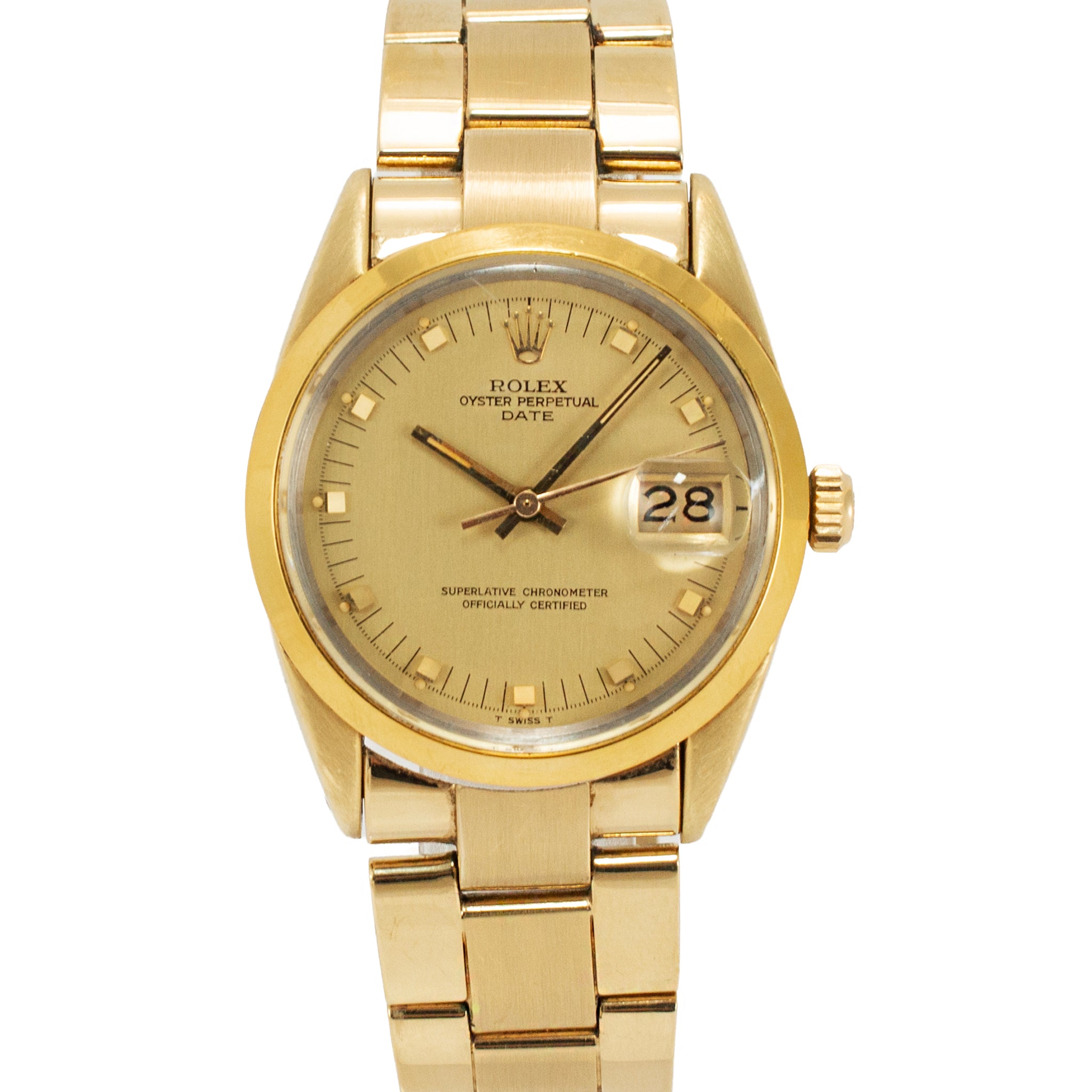 Vintage Rolex Oyster Perpetual Date 34MM 15505 Door Stop Gold Plated Steel Watch