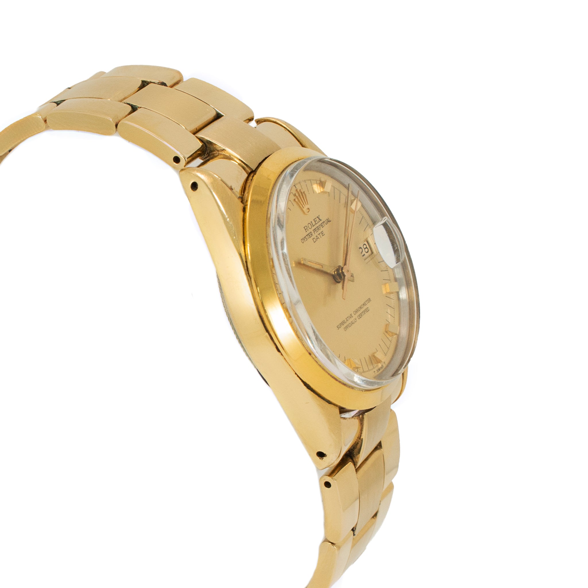 Vintage Rolex Oyster Perpetual Date 34MM 15505 Door Stop Gold Plated Steel Watch