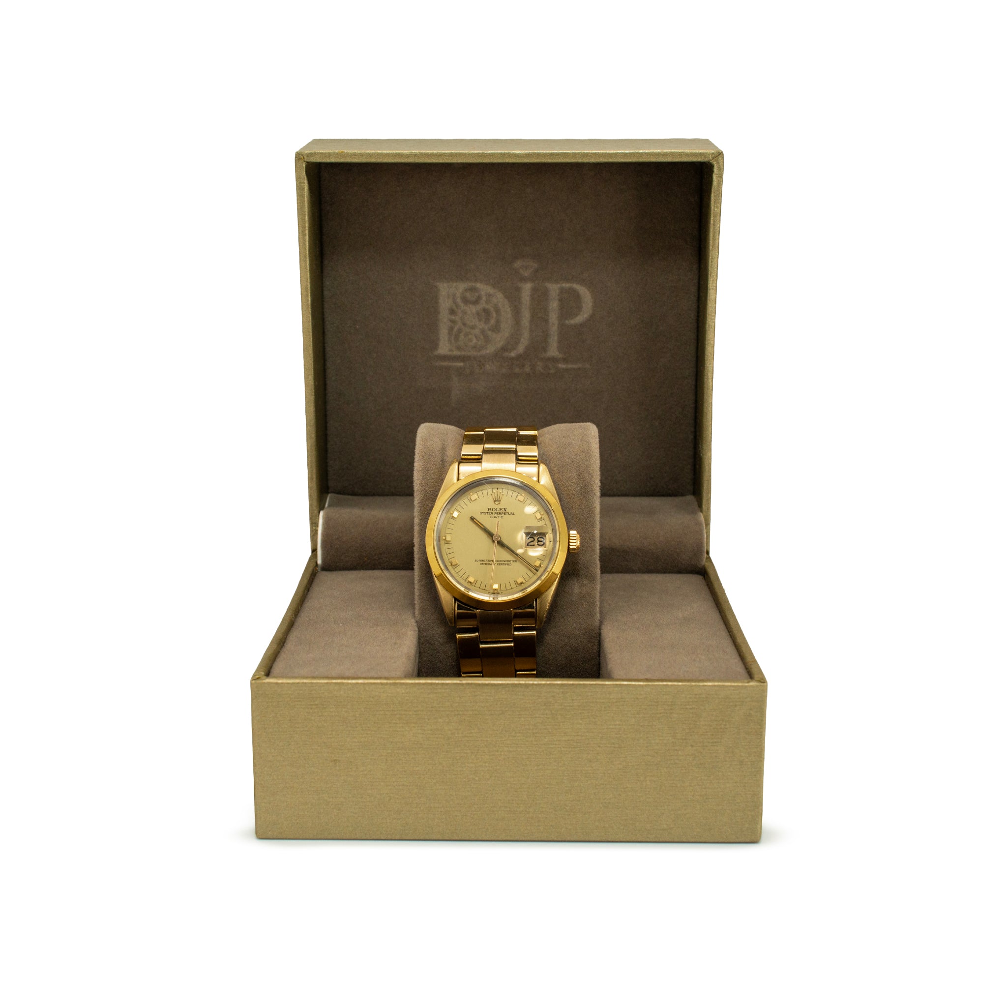 Vintage Rolex Oyster Perpetual Date 34MM 15505 Door Stop Gold Plated Steel Watch