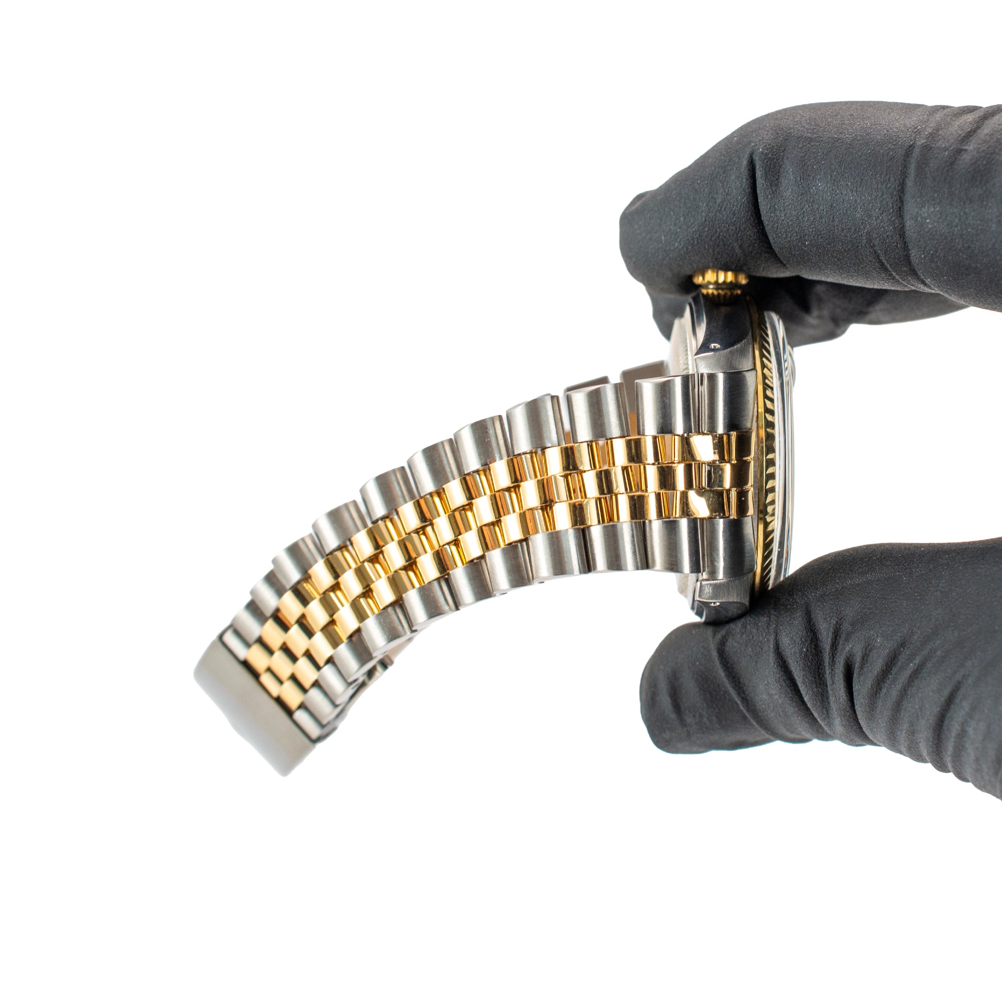 Rolex Datejust 36MM 16000 Black Dial Jubilee Fluted Gold Steel Watch