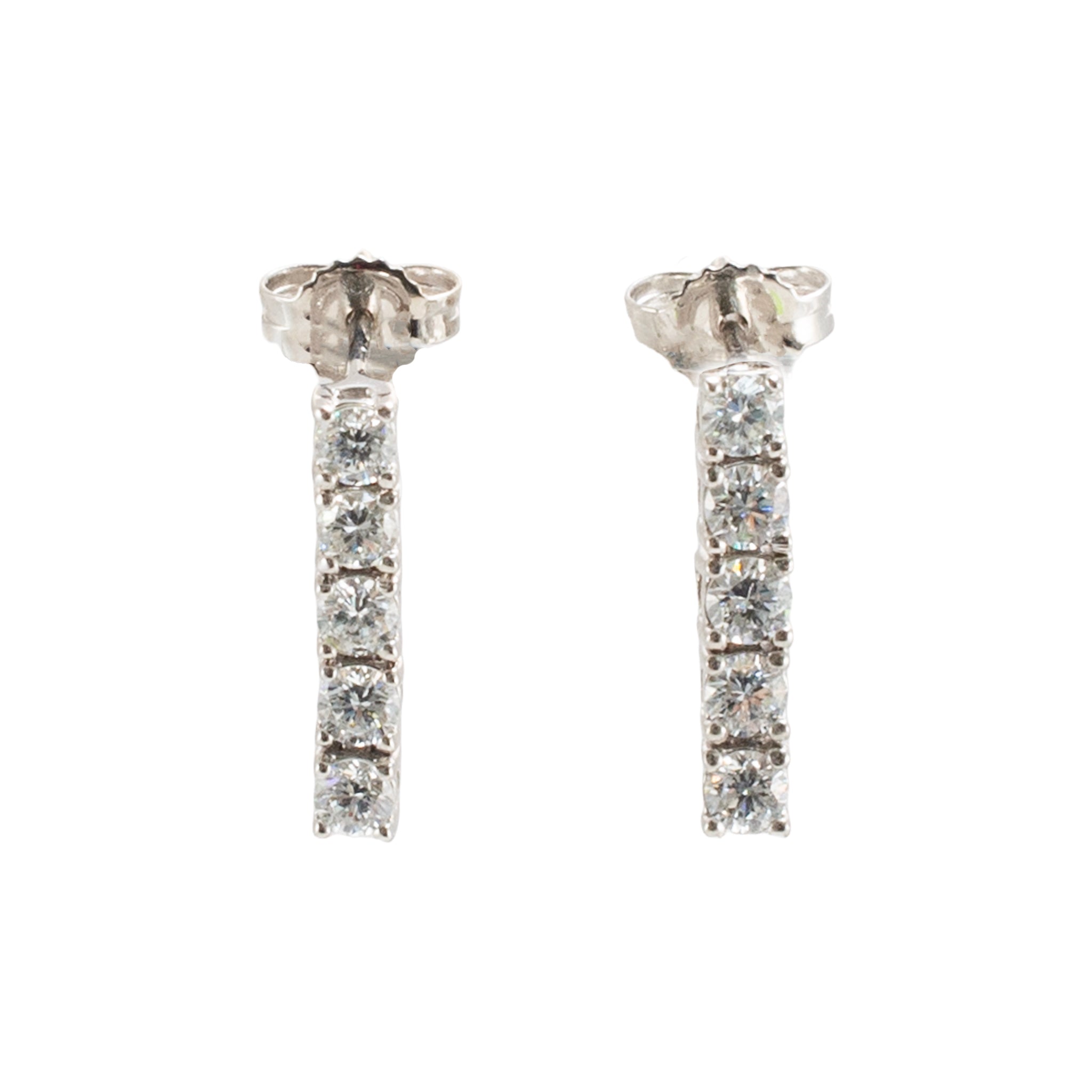 Ladies 14K White Gold 0.56ctw Lab Grown Round Diamond Dangle Drop Earrings