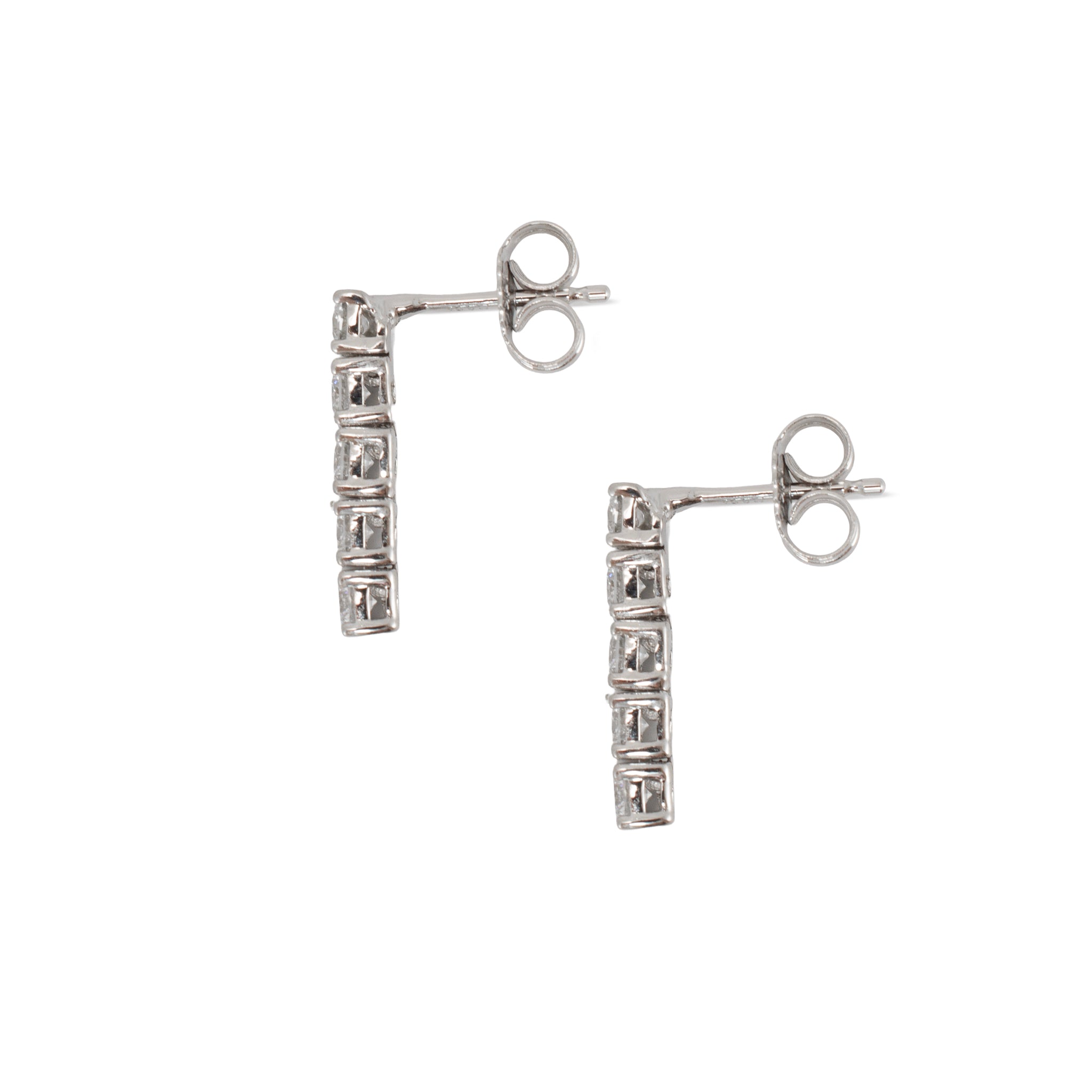 Ladies 14K White Gold 0.56ctw Lab Grown Round Diamond Dangle Drop Earrings