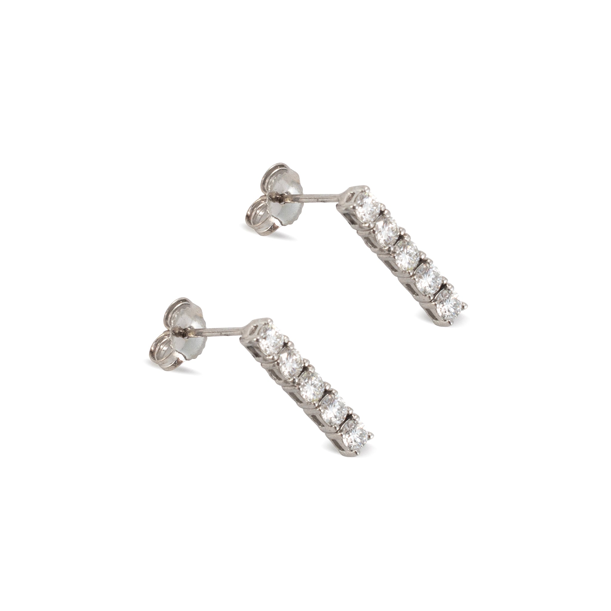 Ladies 14K White Gold 0.56ctw Lab Grown Round Diamond Dangle Drop Earrings