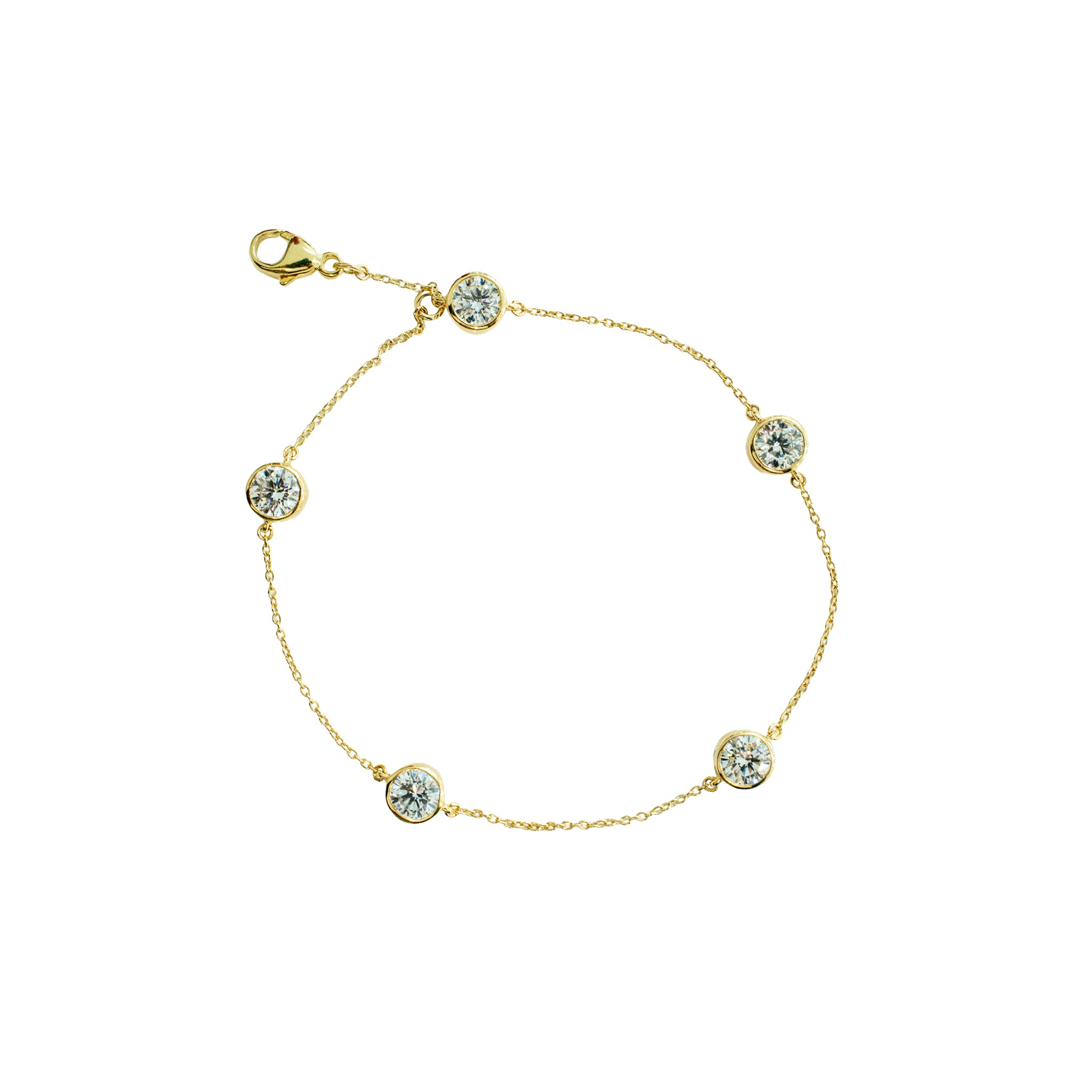 14K Yellow Gold 2.00ct Round Cut Lab Grown Diamond by the Yard Link Bracelet