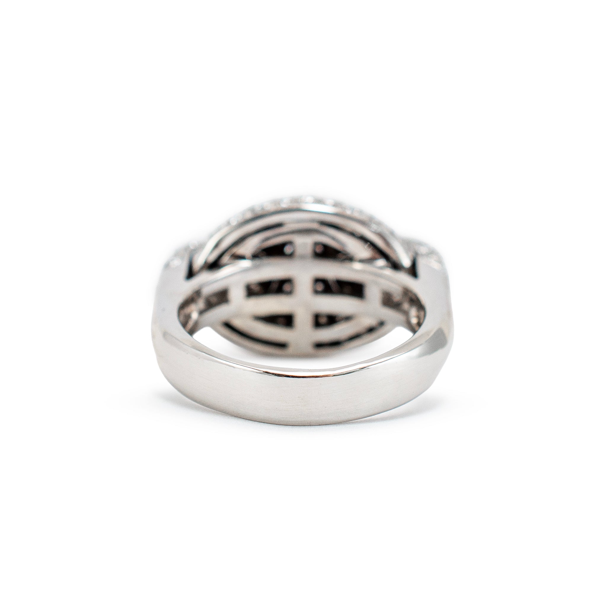 Men’s 18K White Gold 1.90ct Micro Pave Diamond Mariner Gucci Link Band Ring