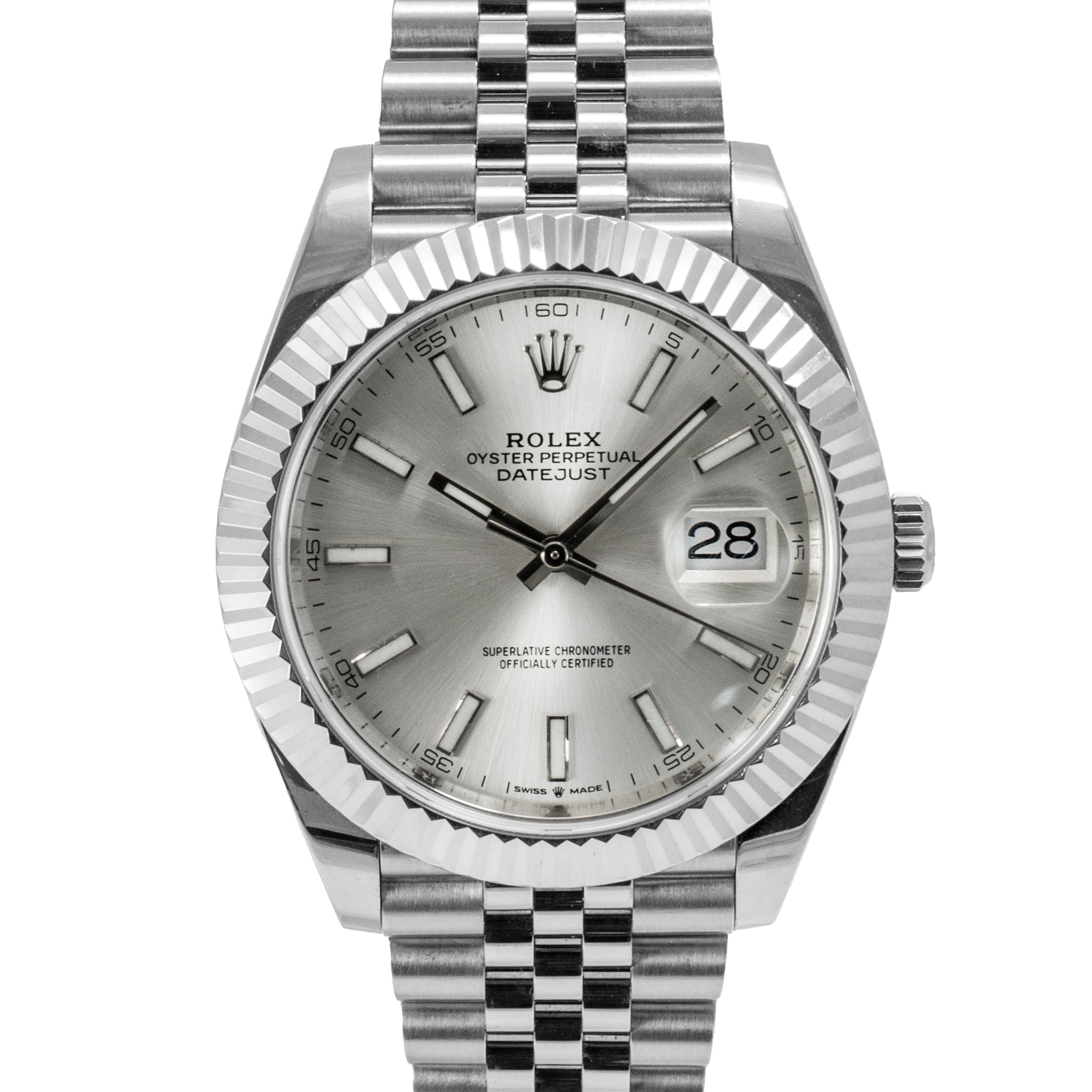 Rolex Datejust 41MM 126334 Silver Stick Fluted Jubilee Stainless Steel Watch