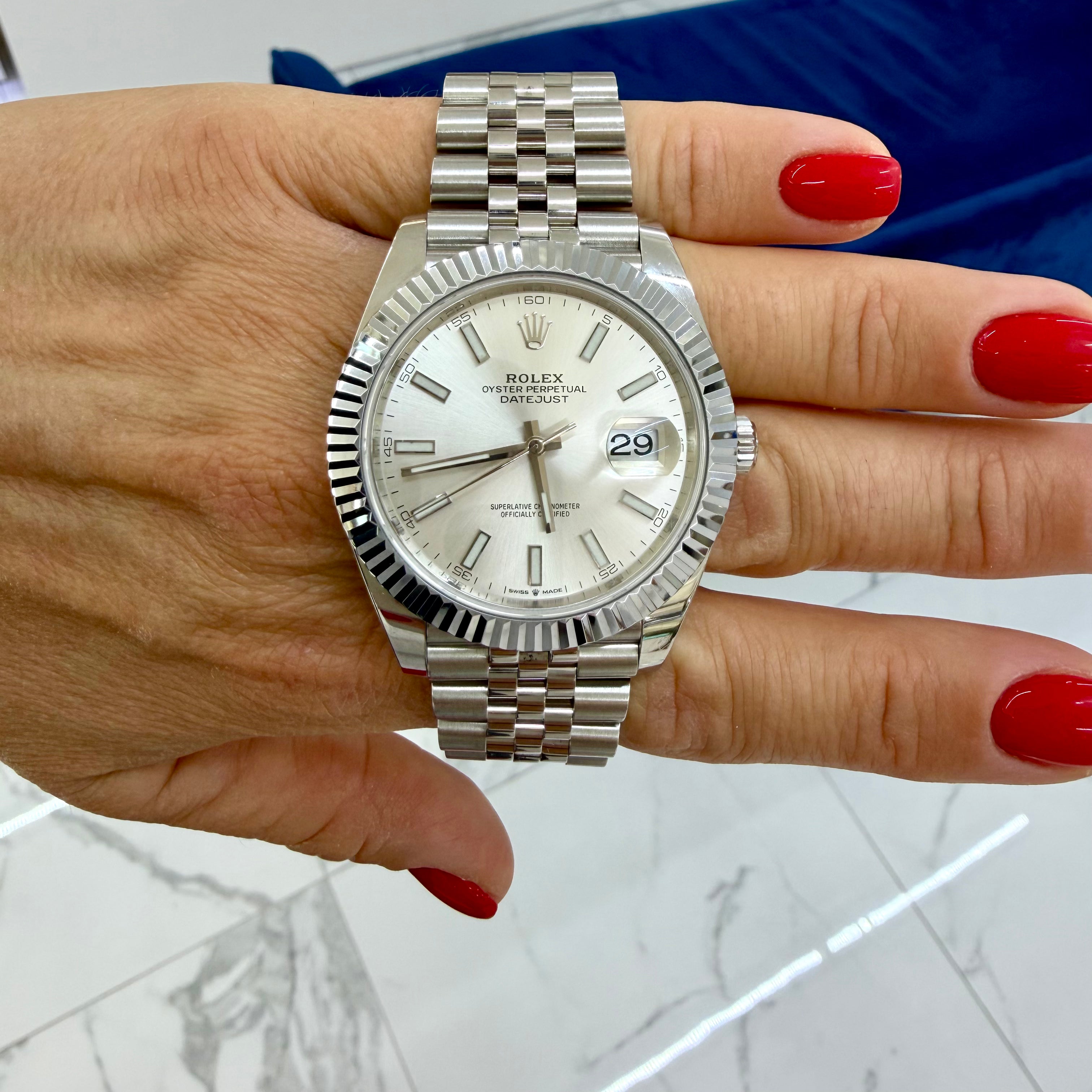 Rolex Datejust 41MM 126334 Silver Stick Fluted Jubilee Stainless Steel Watch