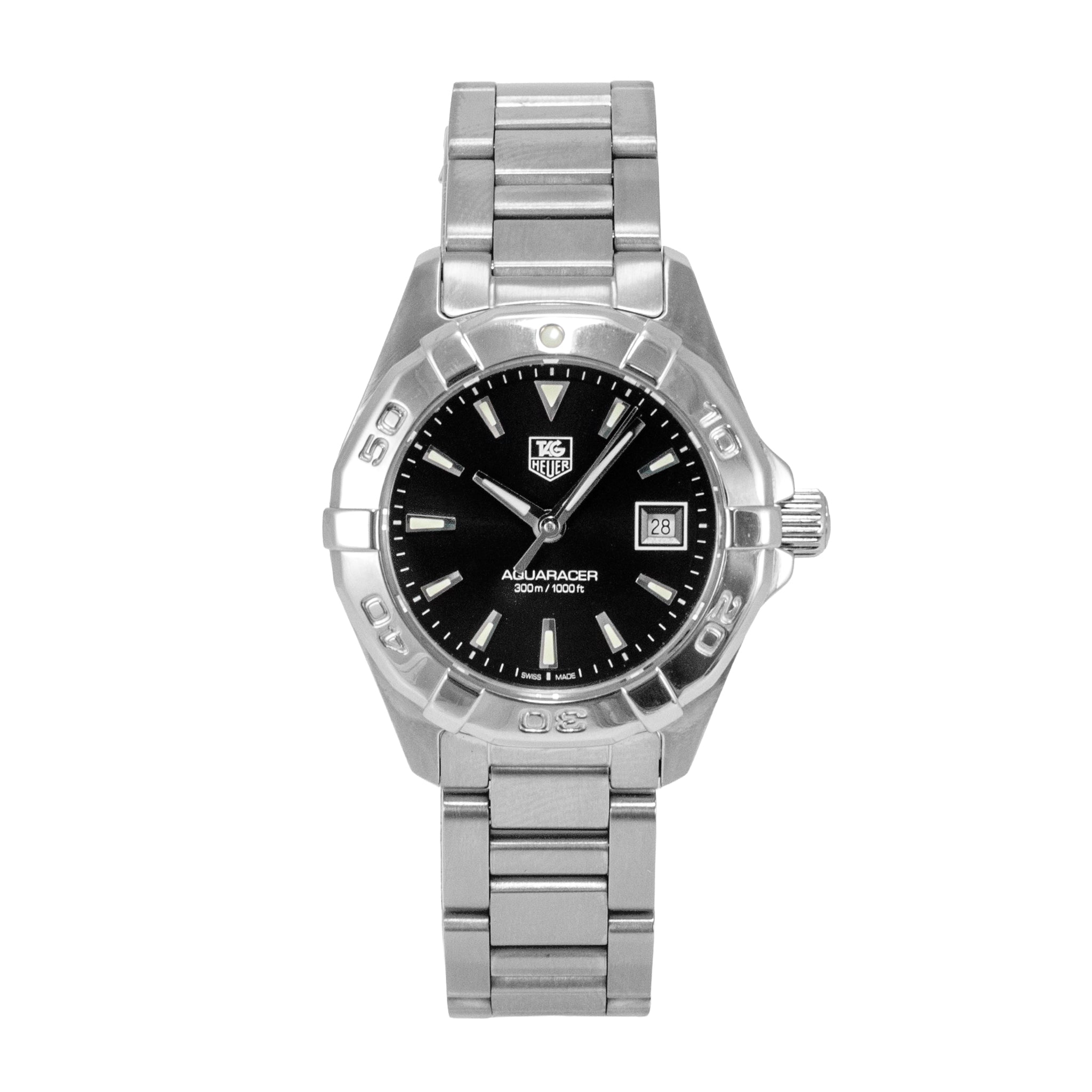 Ladies Tag Heuer Aquaracer 27MM way1410.ba0920 Black Dial Steel Quartz Watch DJP Jewelers  & Luxury Buyers- Texas Luxury Marketplace