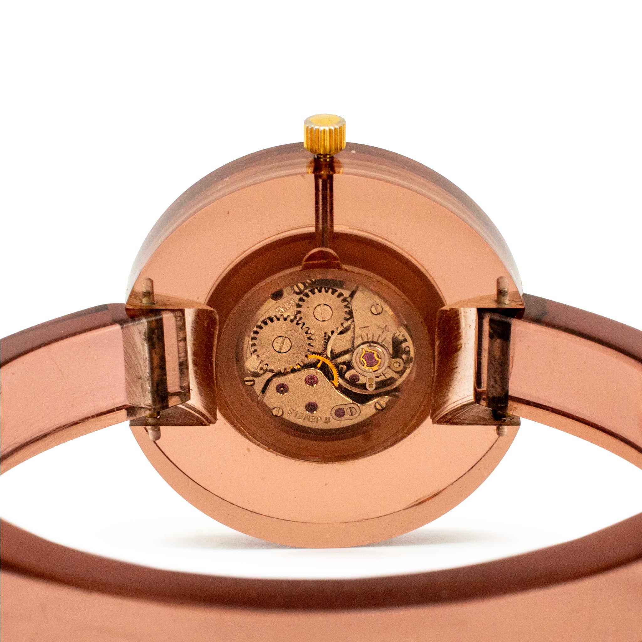 Ladies Vintage Pink Gucci Lucite 35MM Bangle Manual Wind Watch