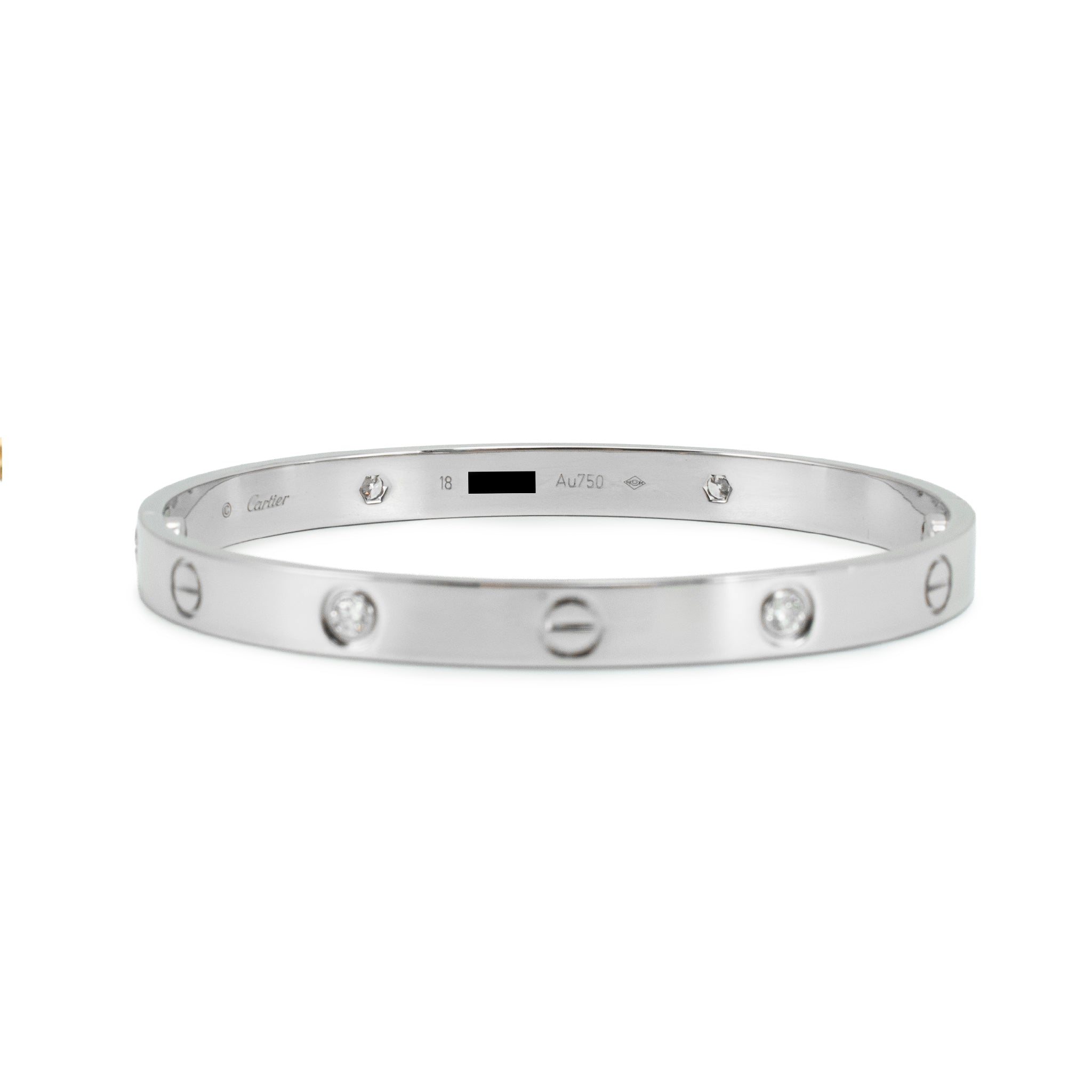 Cartier Love Classic Model 4 Diamonds 18K White Gold Iconic Bangle Bracelet